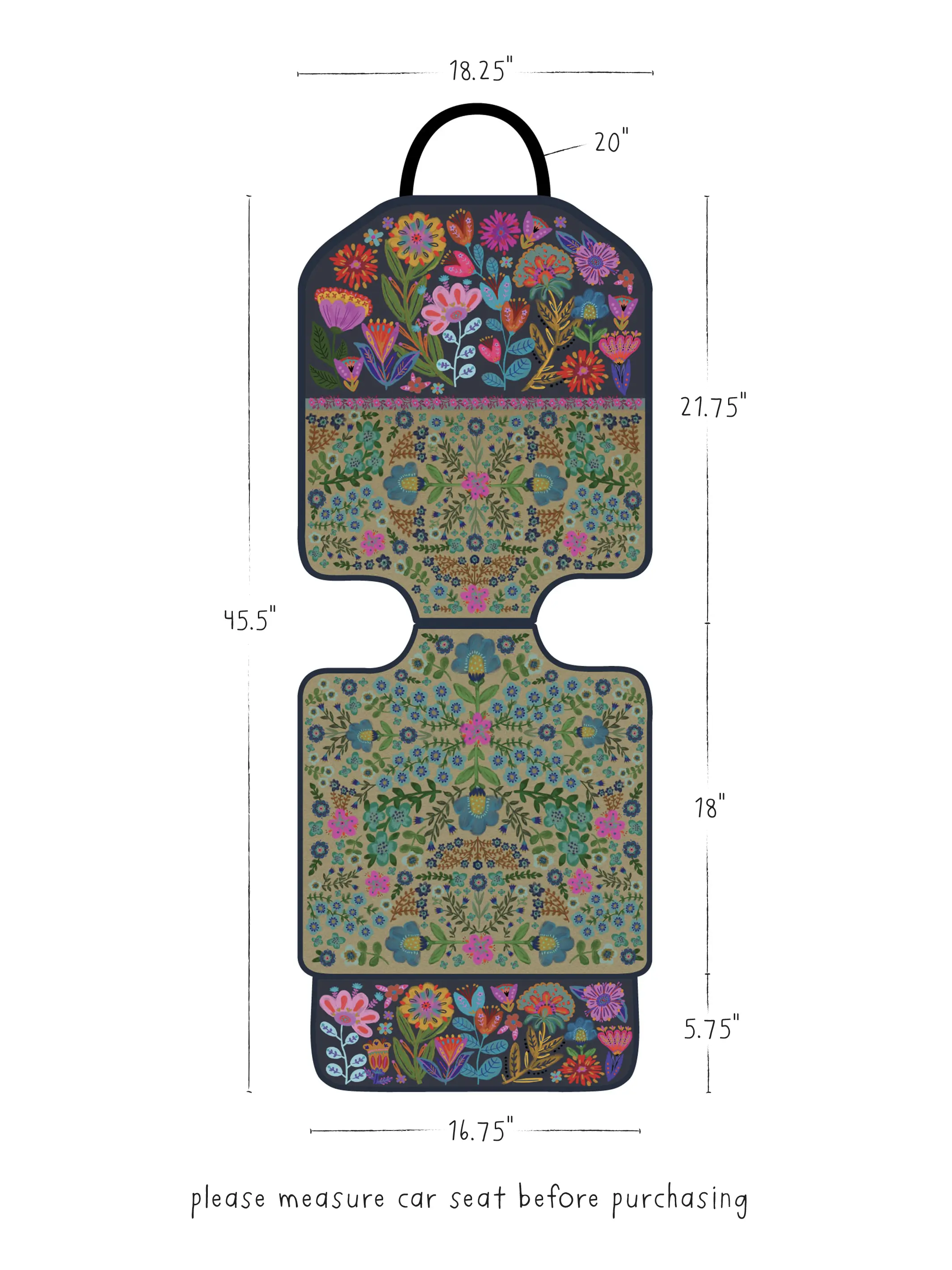 Car Seat Protector - Teal Navy Floral - Image 4