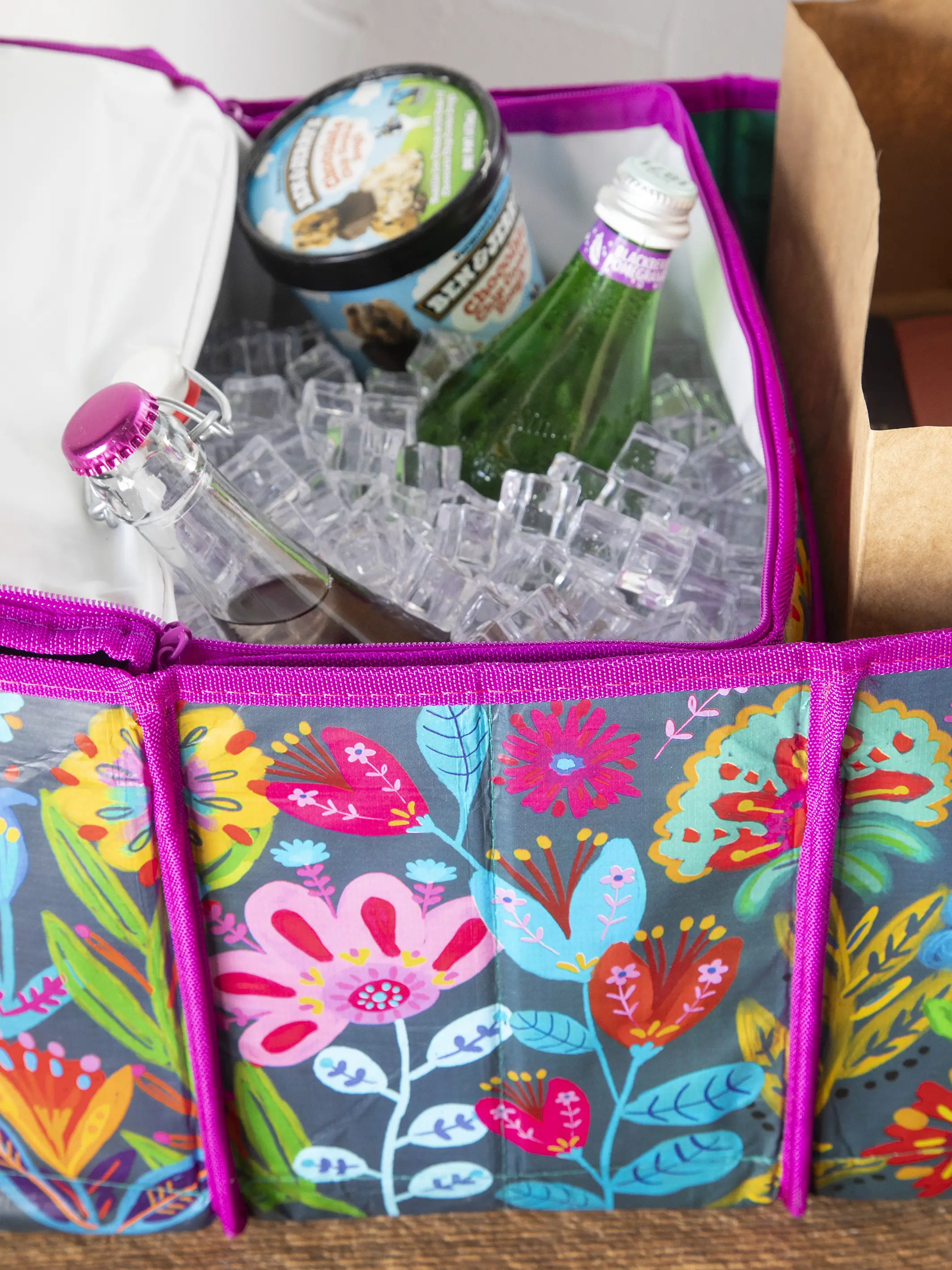 Car Trunk Organizer - Navy Folk Flower - Image 4