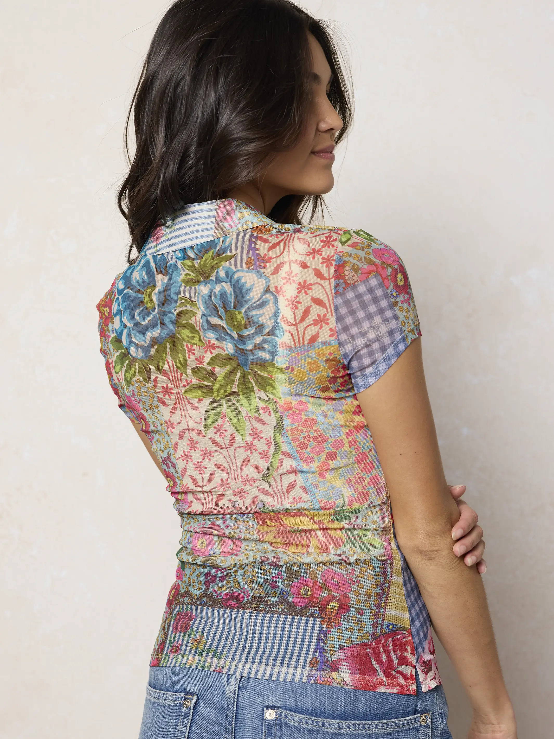 Carina Mesh Short Sleeve Top - Vintage Treasure Pink - Image 2