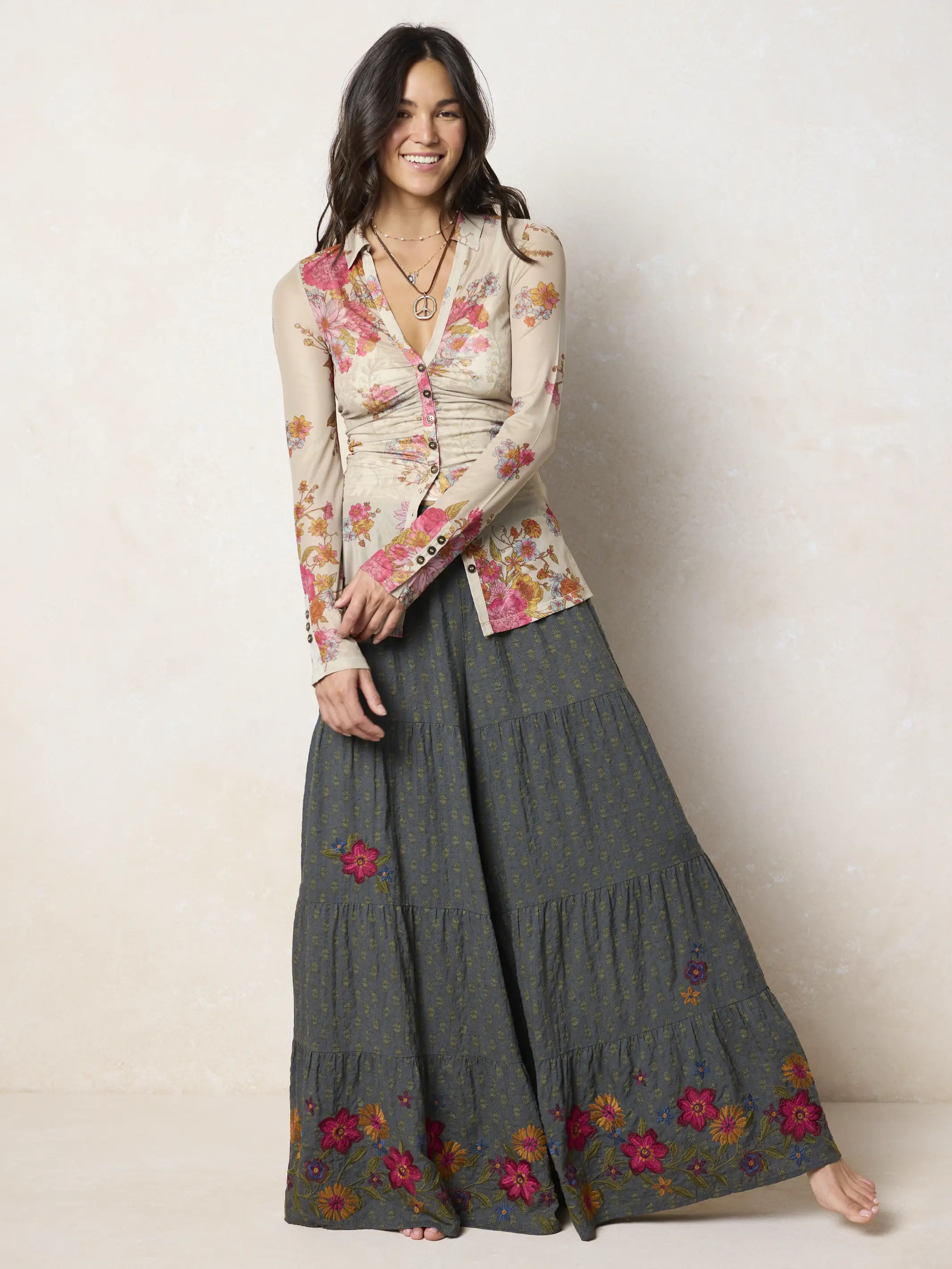 Carina Mesh Top - English Garden Cream - Image 2