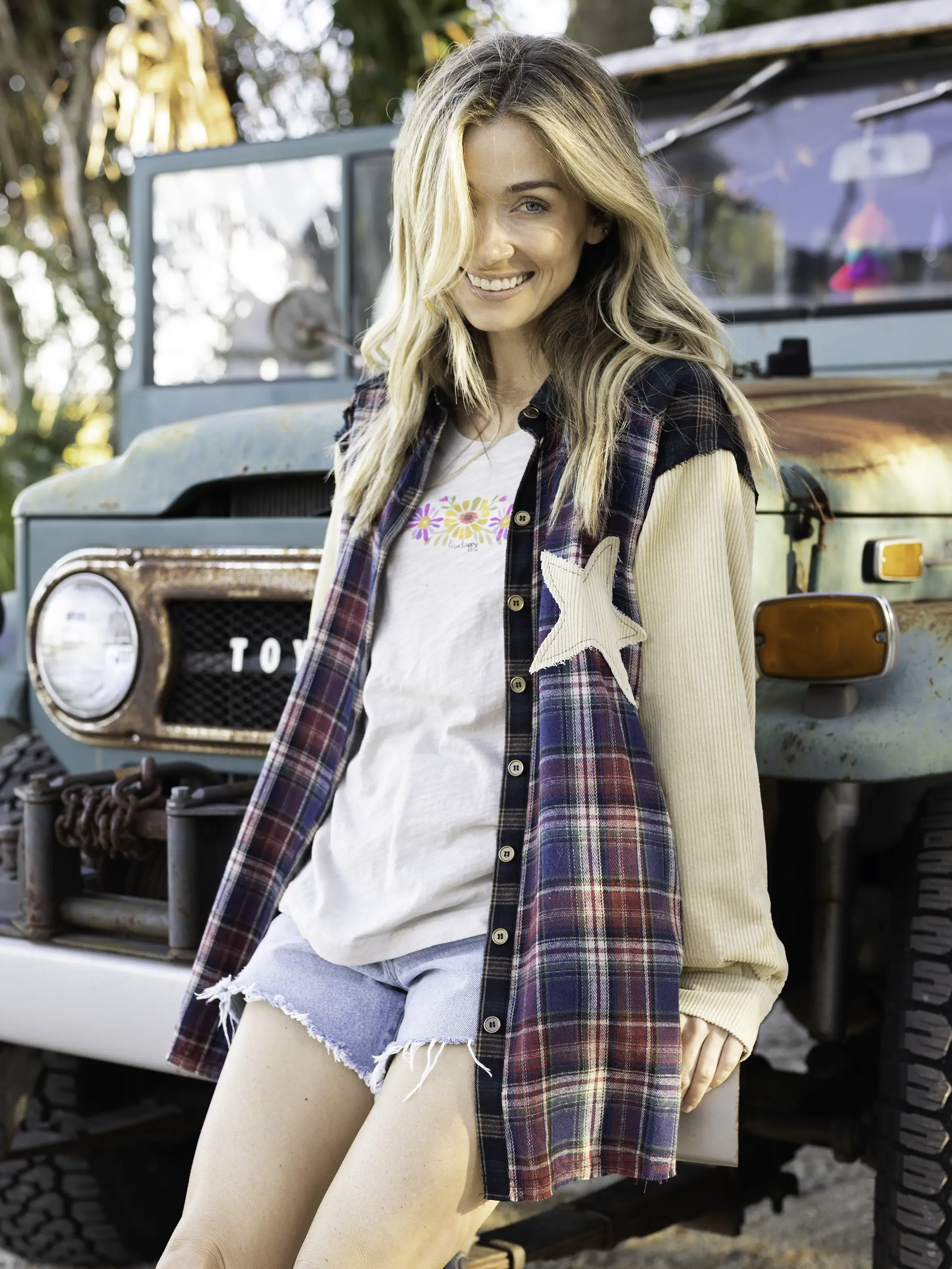 Carter Applique Flannel Shirt - Cream Star - Image 3