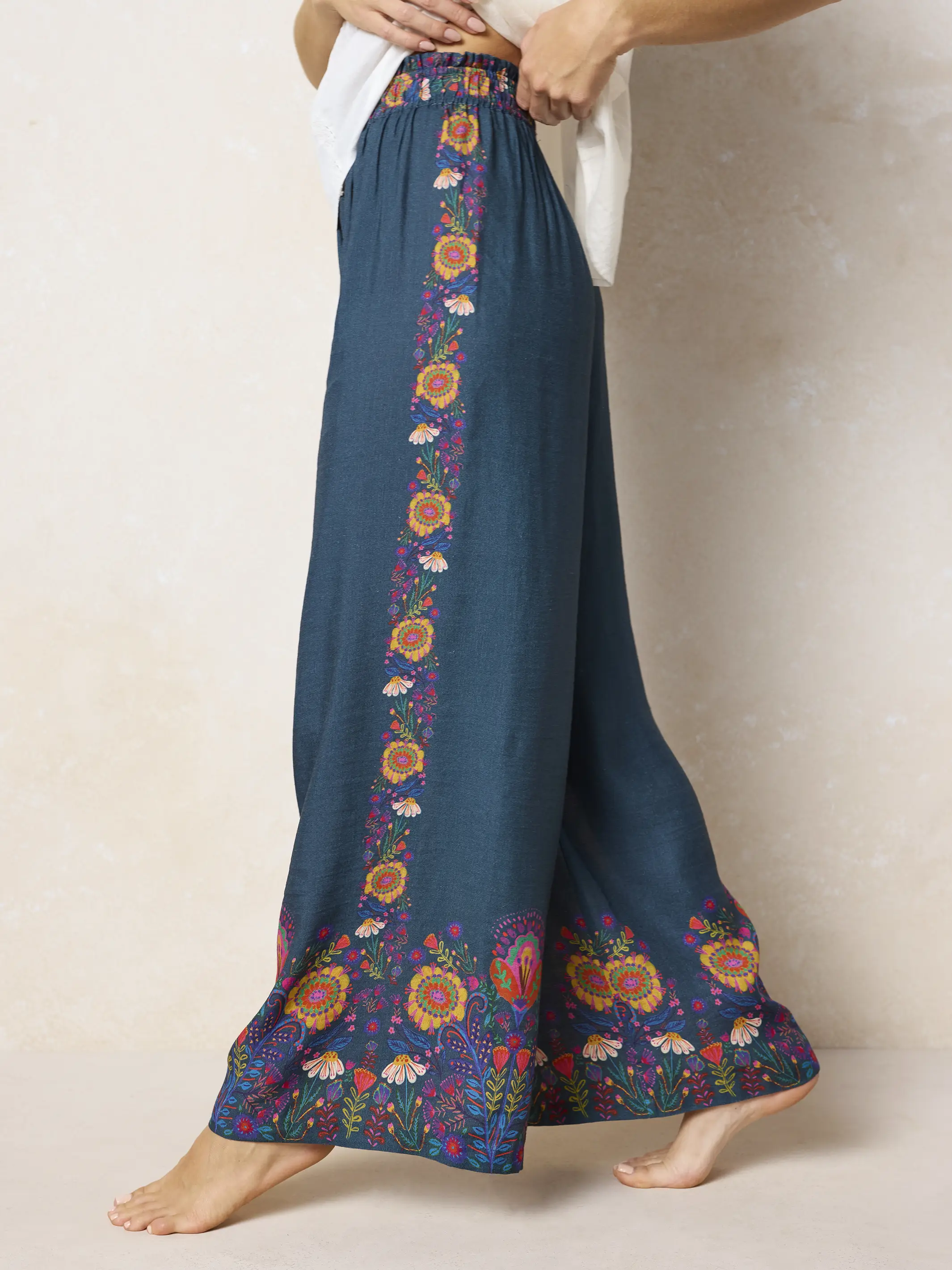 Cece Wide Leg Pants - Slate Blue - Image 2