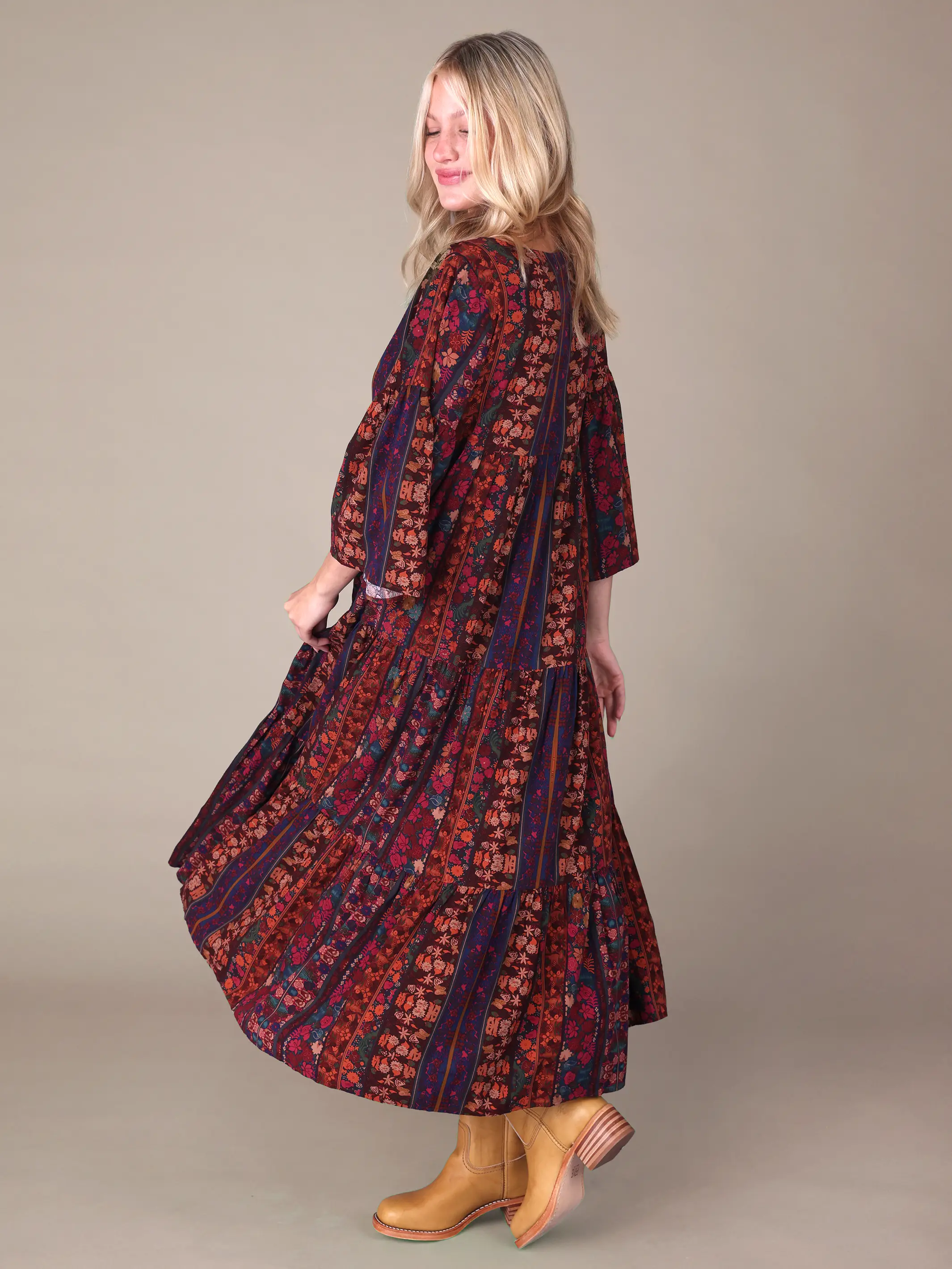 Charlotte Midi Dress -  Tropical Fuchsia Stripes - Image 2