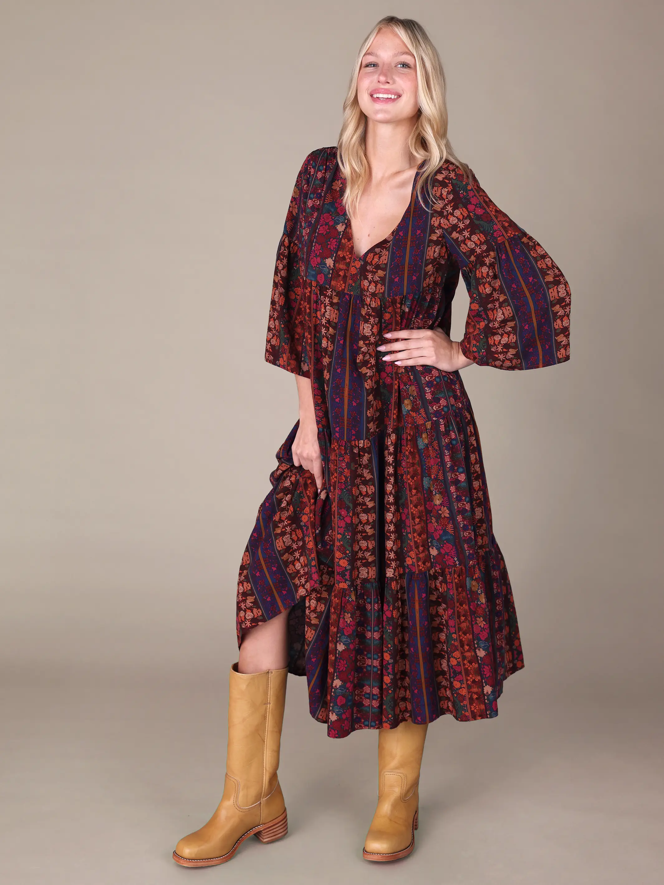 Charlotte Midi Dress -  Tropical Fuchsia Stripes - Image 4