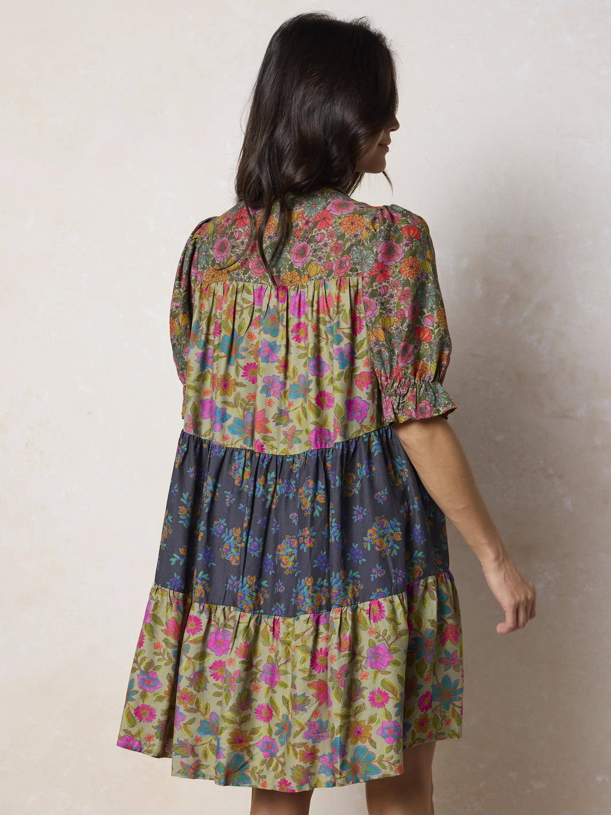 Chasing Blossoms Swing Mini Dress - Drawn Garden Multi - Image 3