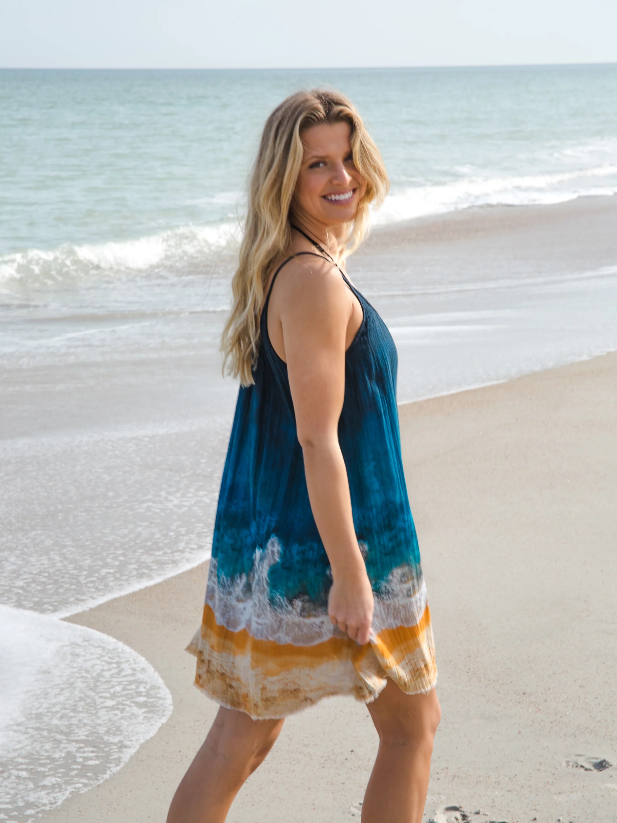 Coco Cotton Gauze Mini Dress - Navy Beach - Image 3
