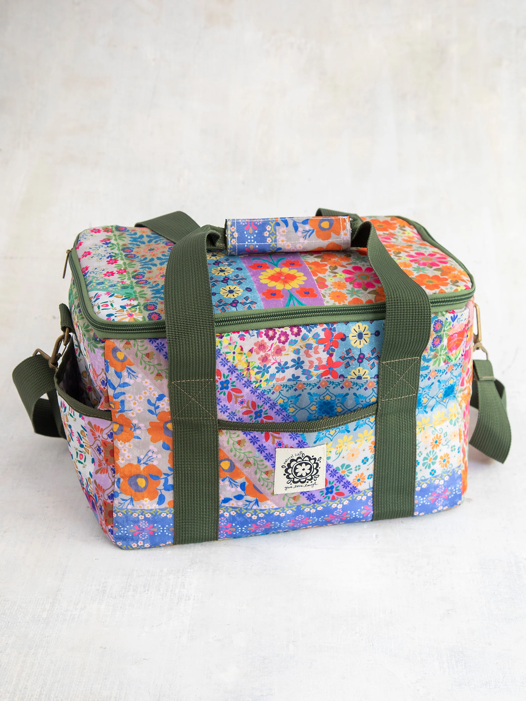 Cooler Tote - Folk Flower Patchwork - Image 4