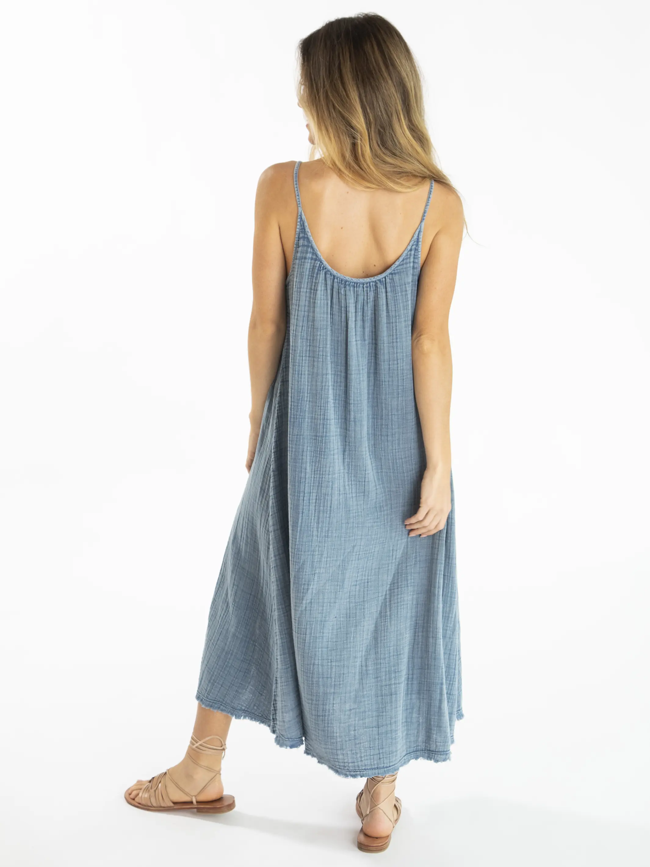 Cosette Embroidered Cotton Maxi Dress - Denim - Image 4