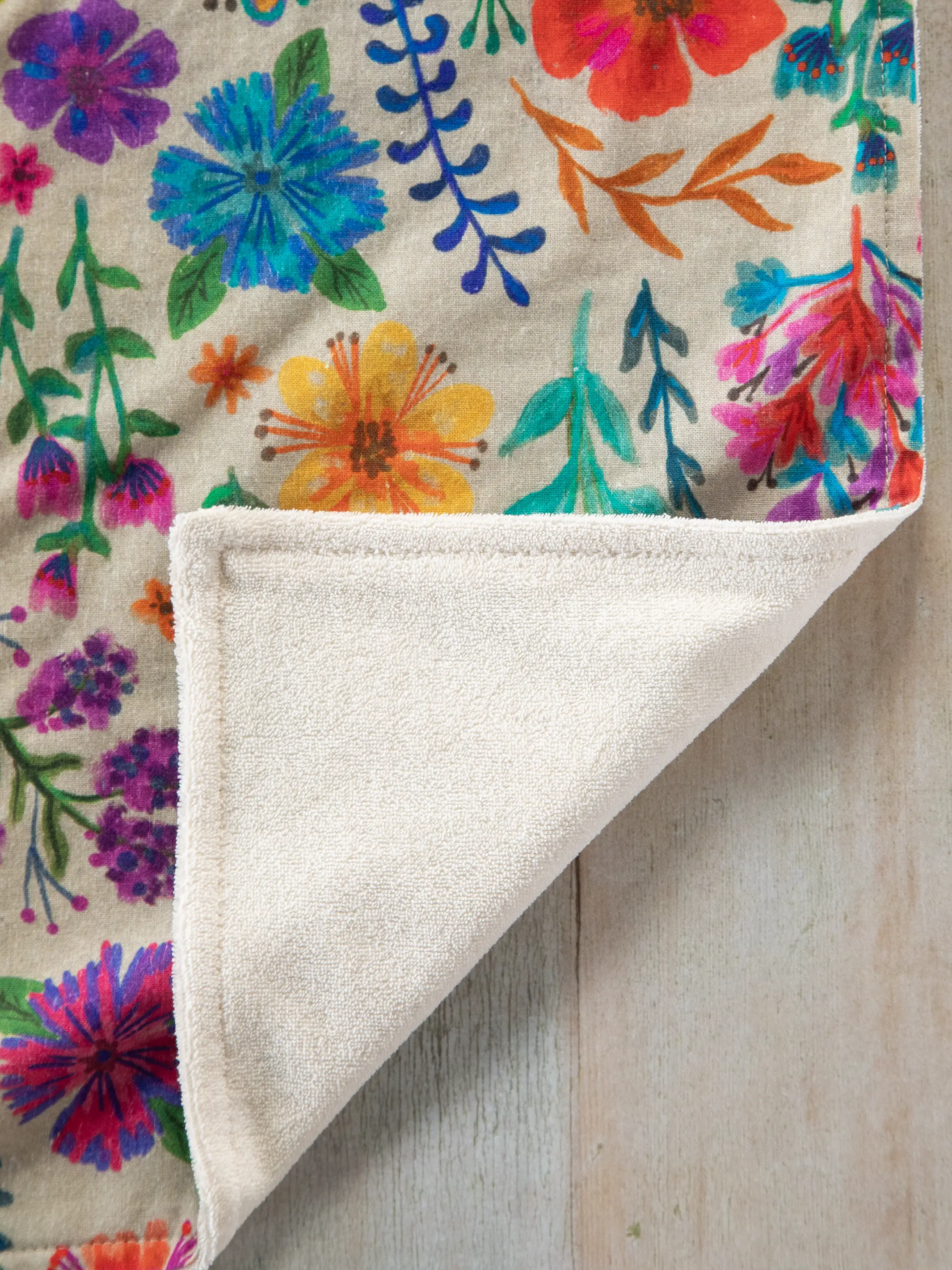 Cotton Dish Towel - Rainbow Garden Cream - Image 2