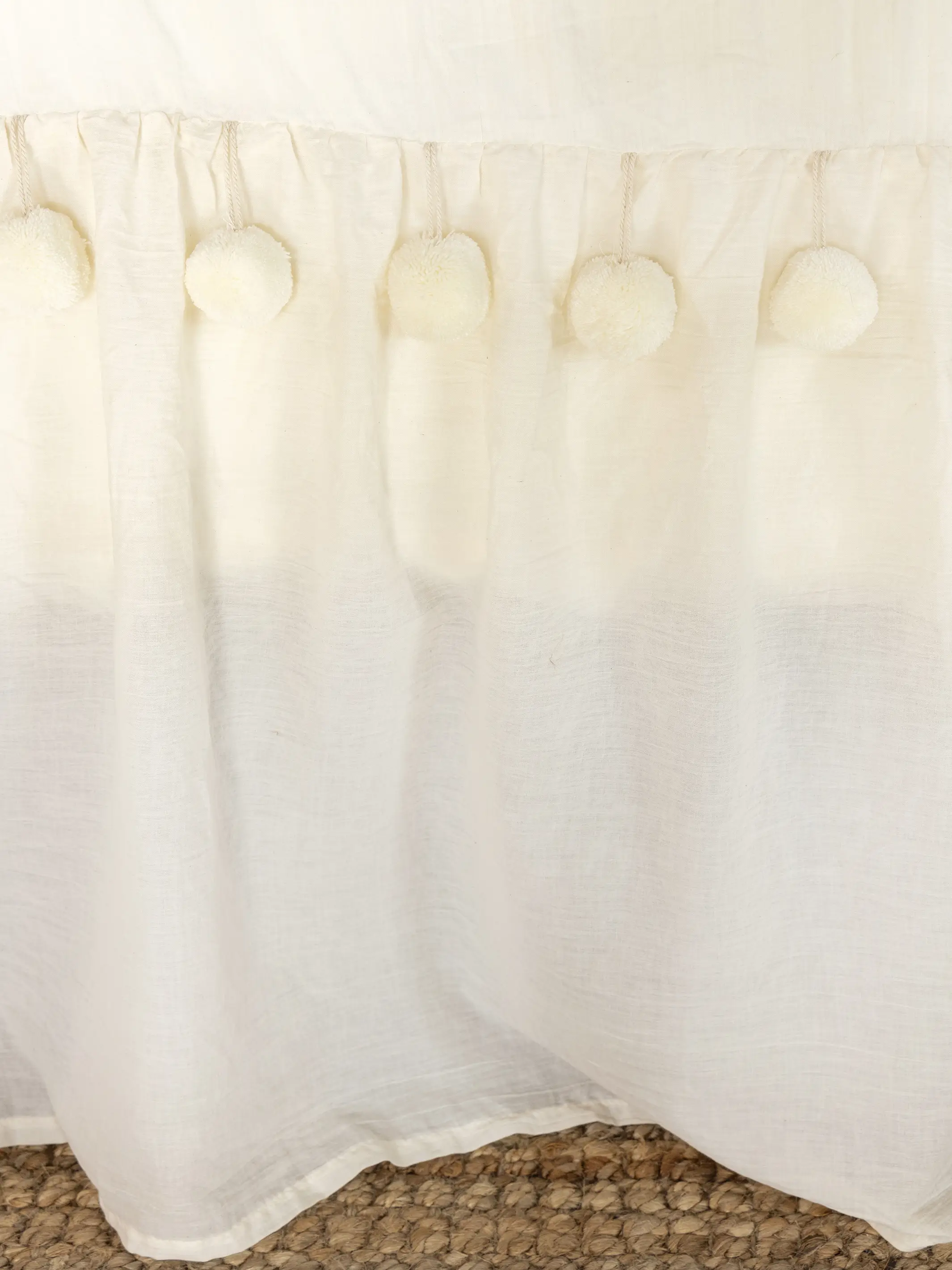 Cotton Ruffle Duvet Cover - Cream Pom Pom - Image 5