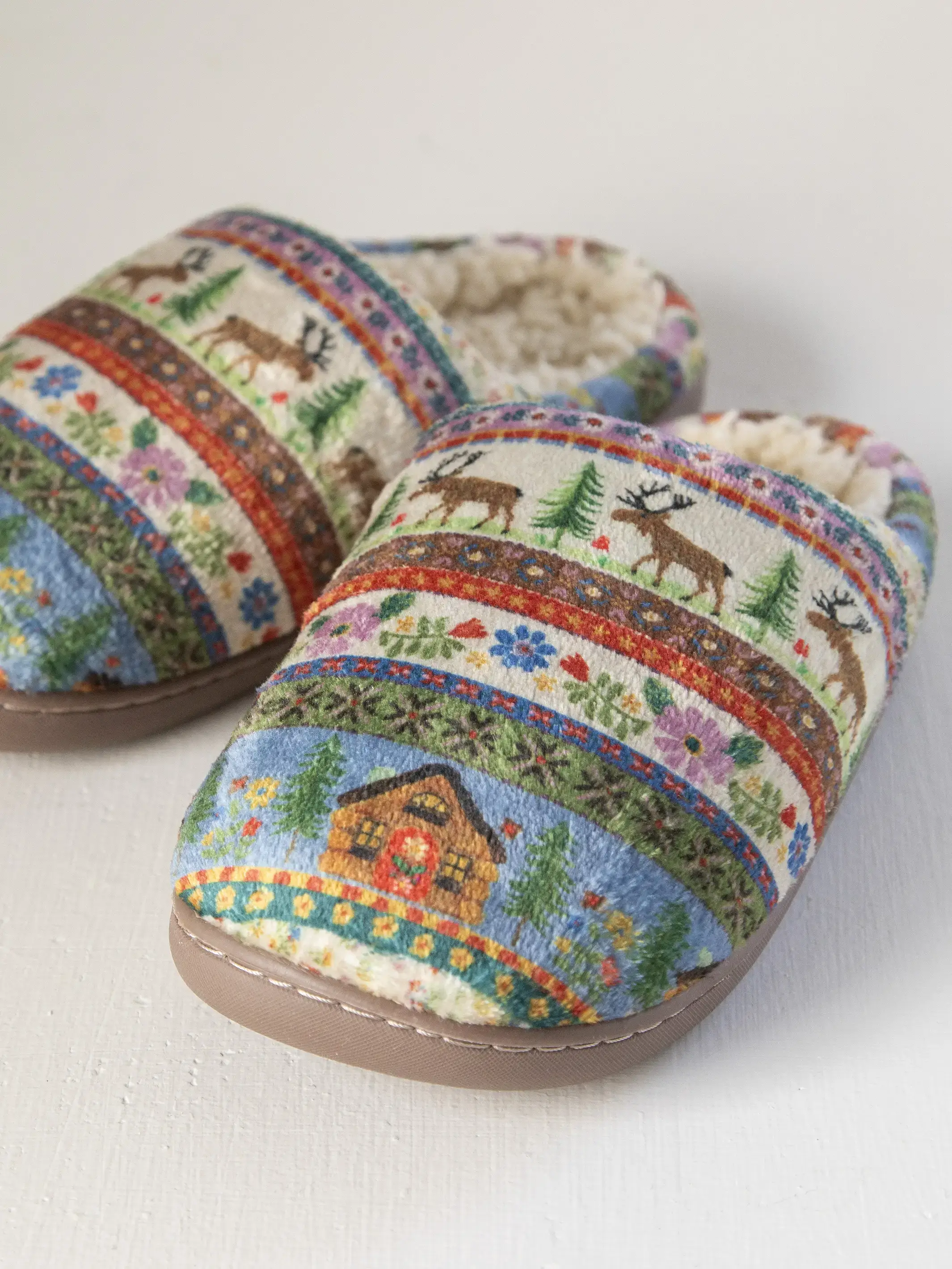Cozy Sherpa Slippers - Moose Cabin Borders - Image 2
