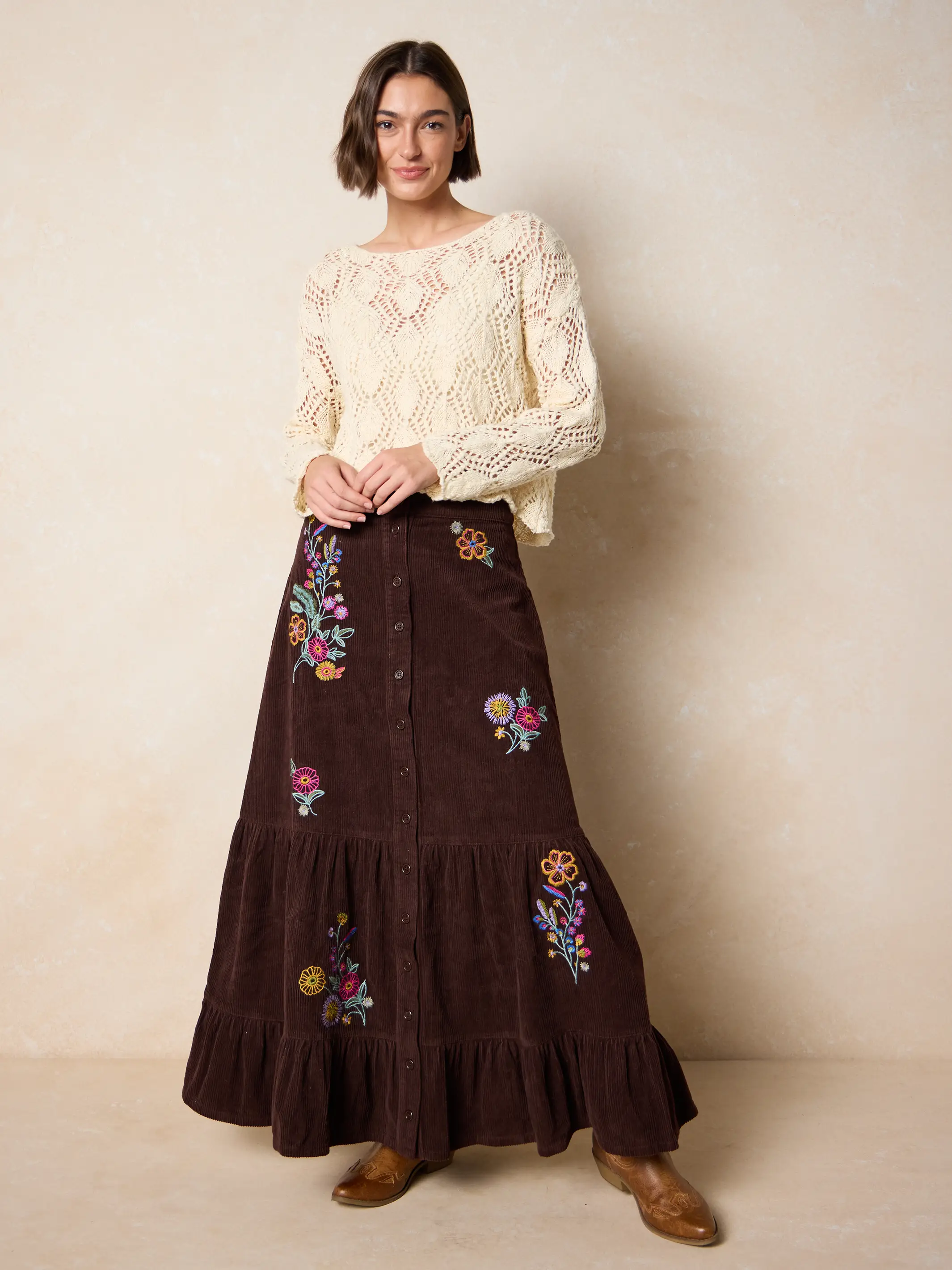 Cropped Cotton Sweater - Cream - Image 5