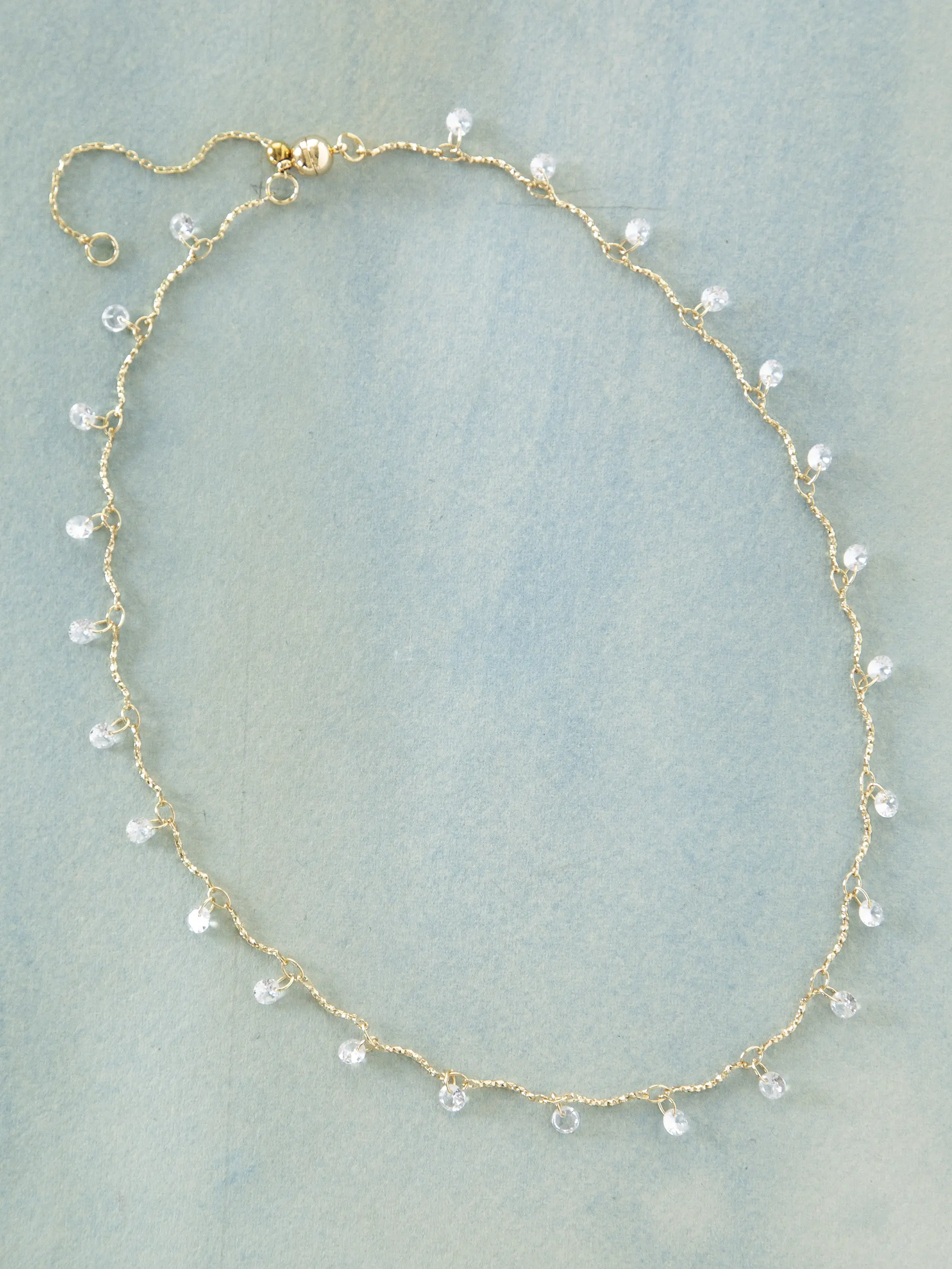 Dainty Jewel Necklace - Gold & Crystal - Image 3