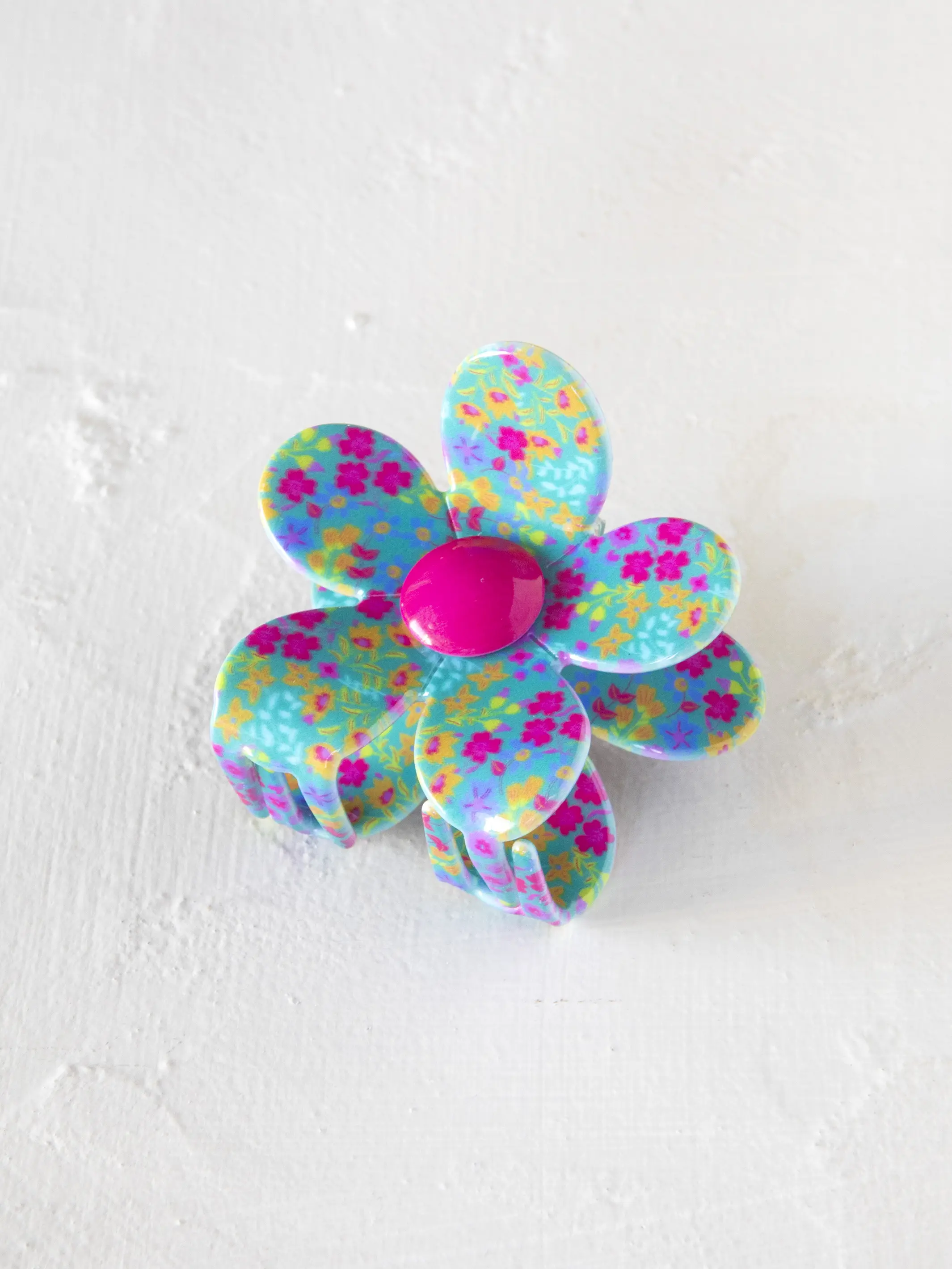 Daisy Flower Hair Clip - Neon Turquoise - Image 2