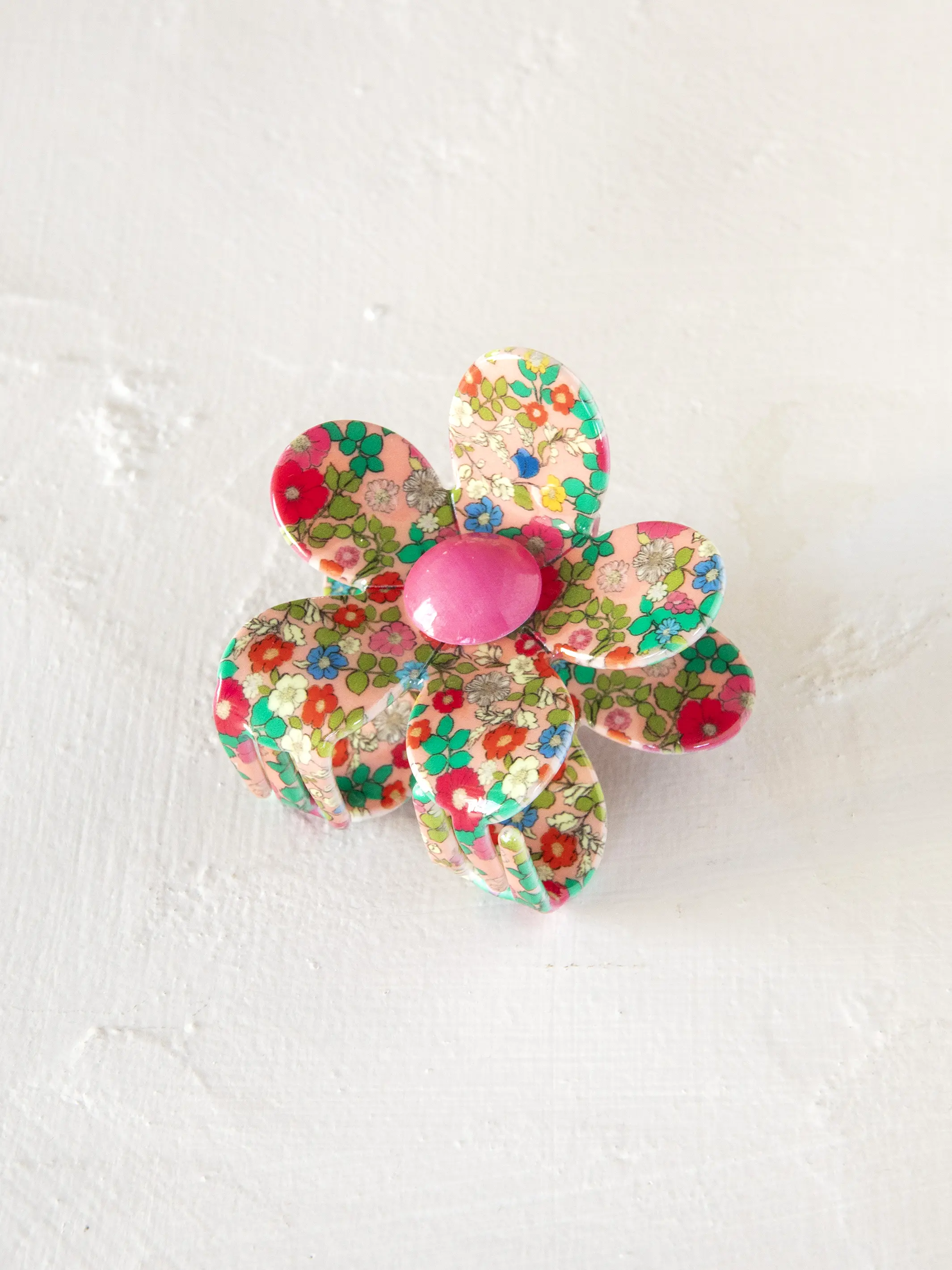 Daisy Flower Hair Clip - Peach Floral - Image 2