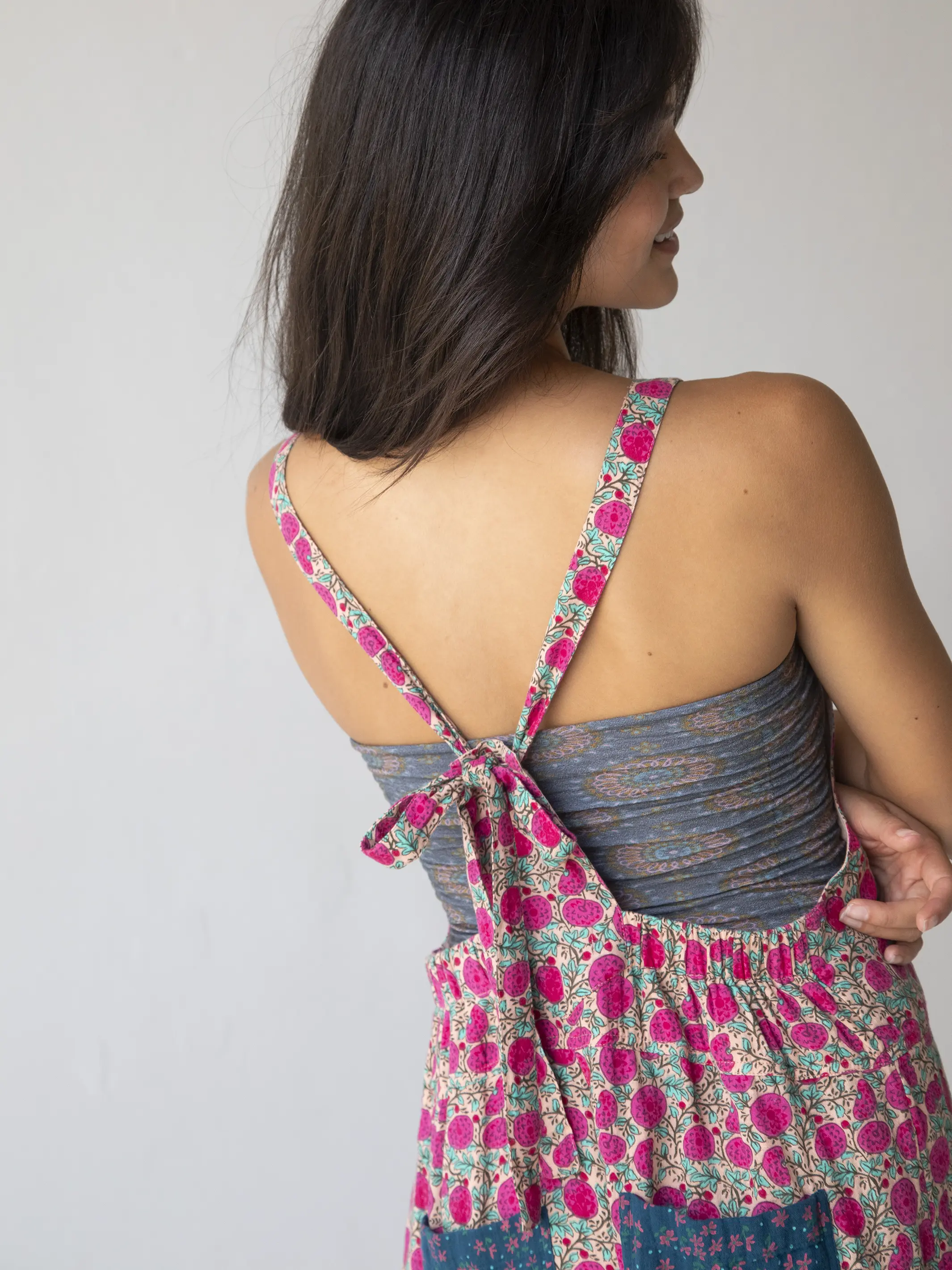 Dakota Cotton Tie Overall - Pink Puff Floral - Image 3