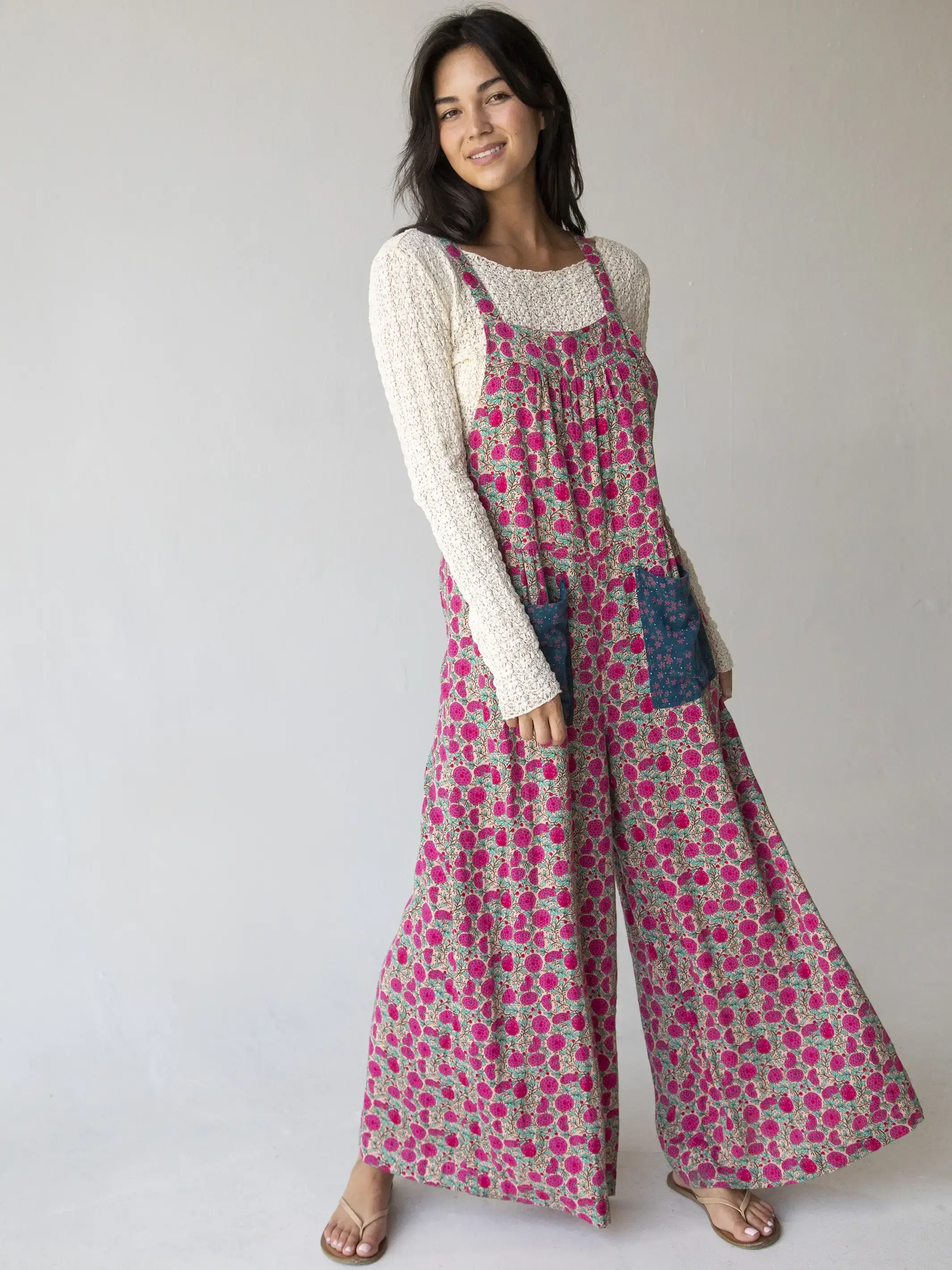 Dakota Cotton Tie Overall - Pink Puff Floral - Image 4