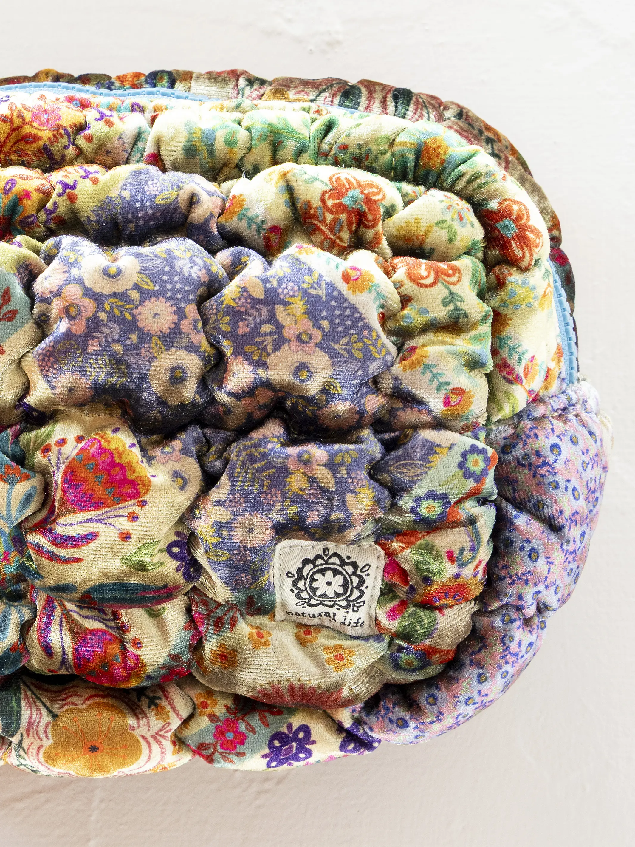 Dana Velvet Puffy Pouch - Mandala Folk Patchwork - Image 2
