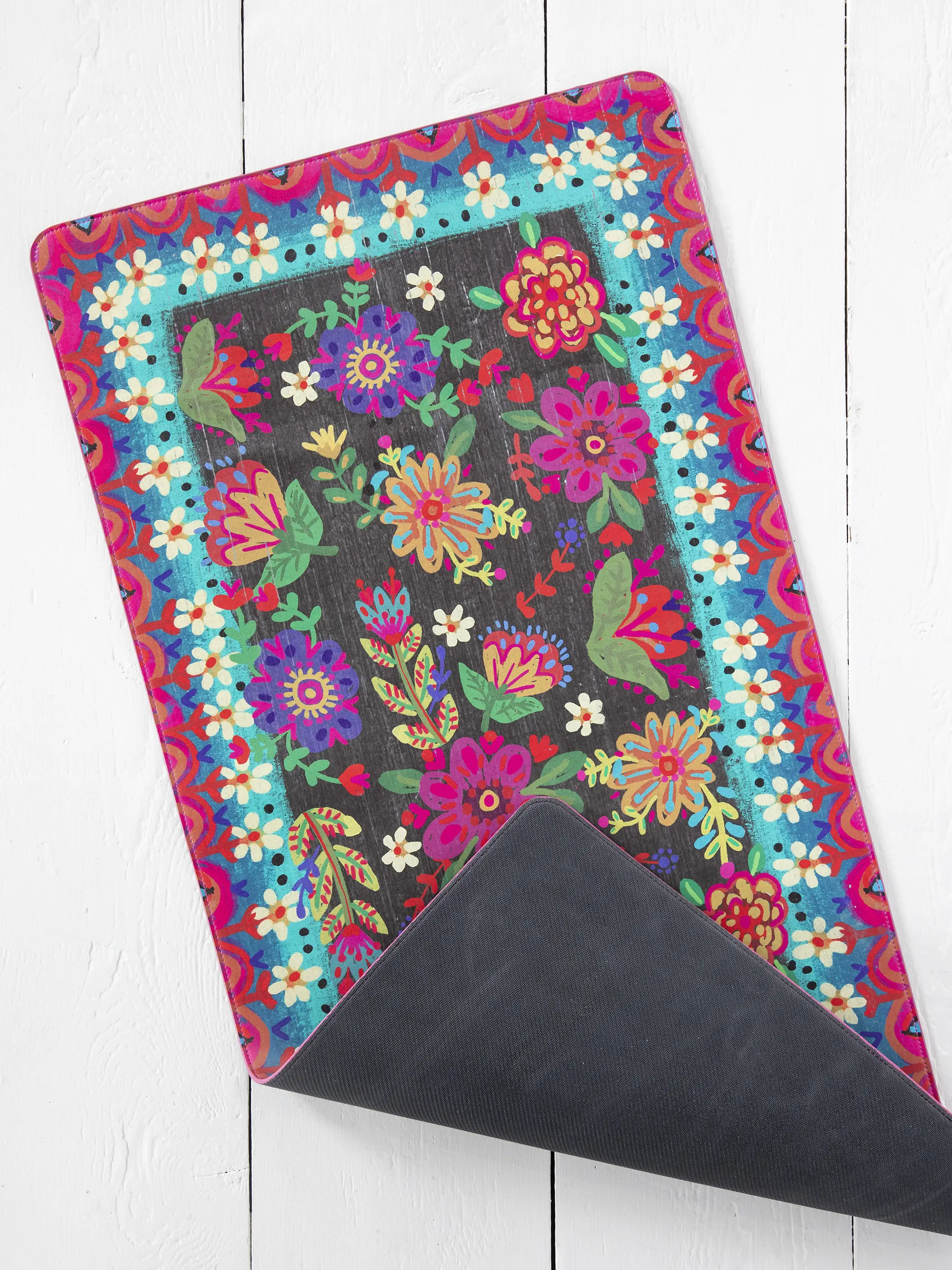 Desk Mat - Black Folk Flower - Image 4