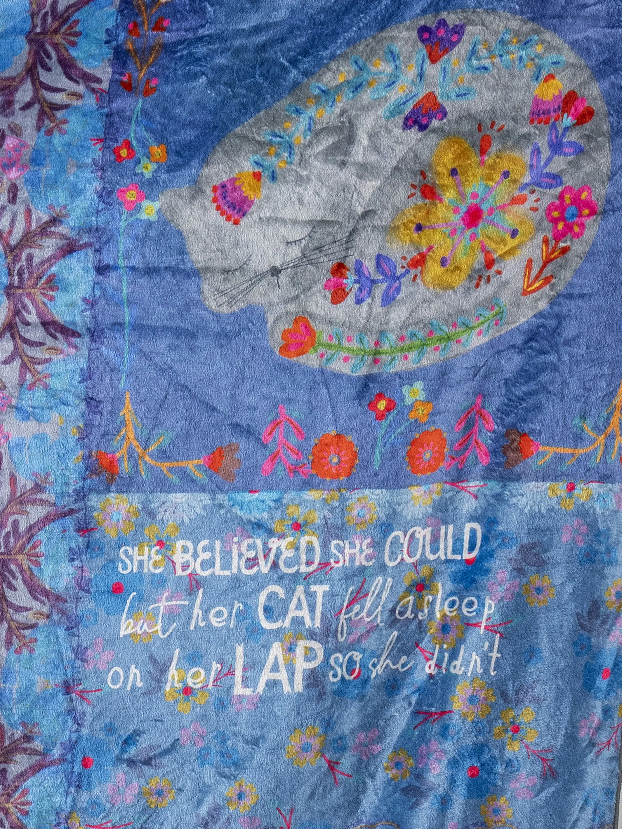 Double-Sided Cozy Throw Blanket - Teal Cat - Image 3