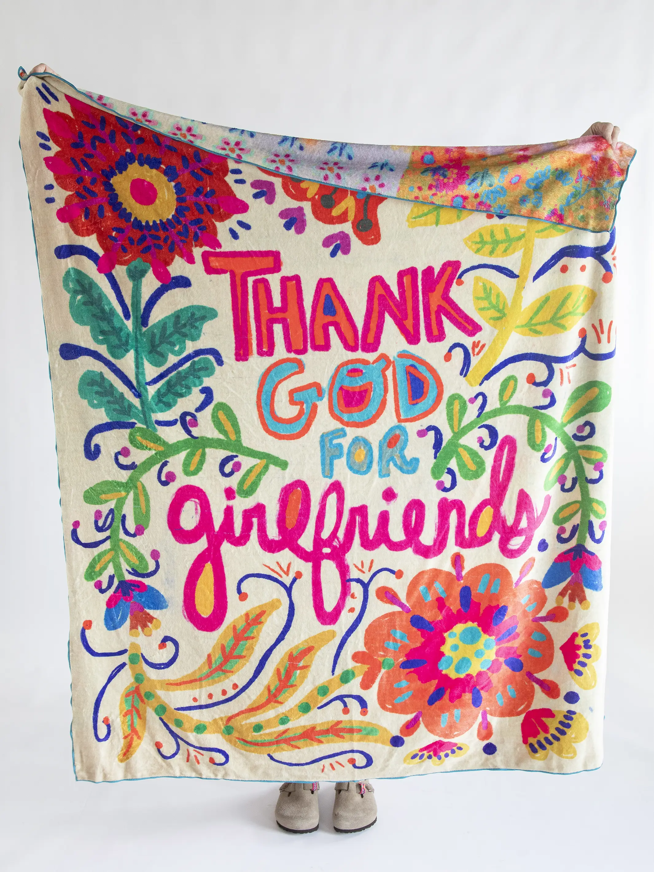 Double-Sided Cozy Throw Blanket - Thank God For Girlfriends - Image 3