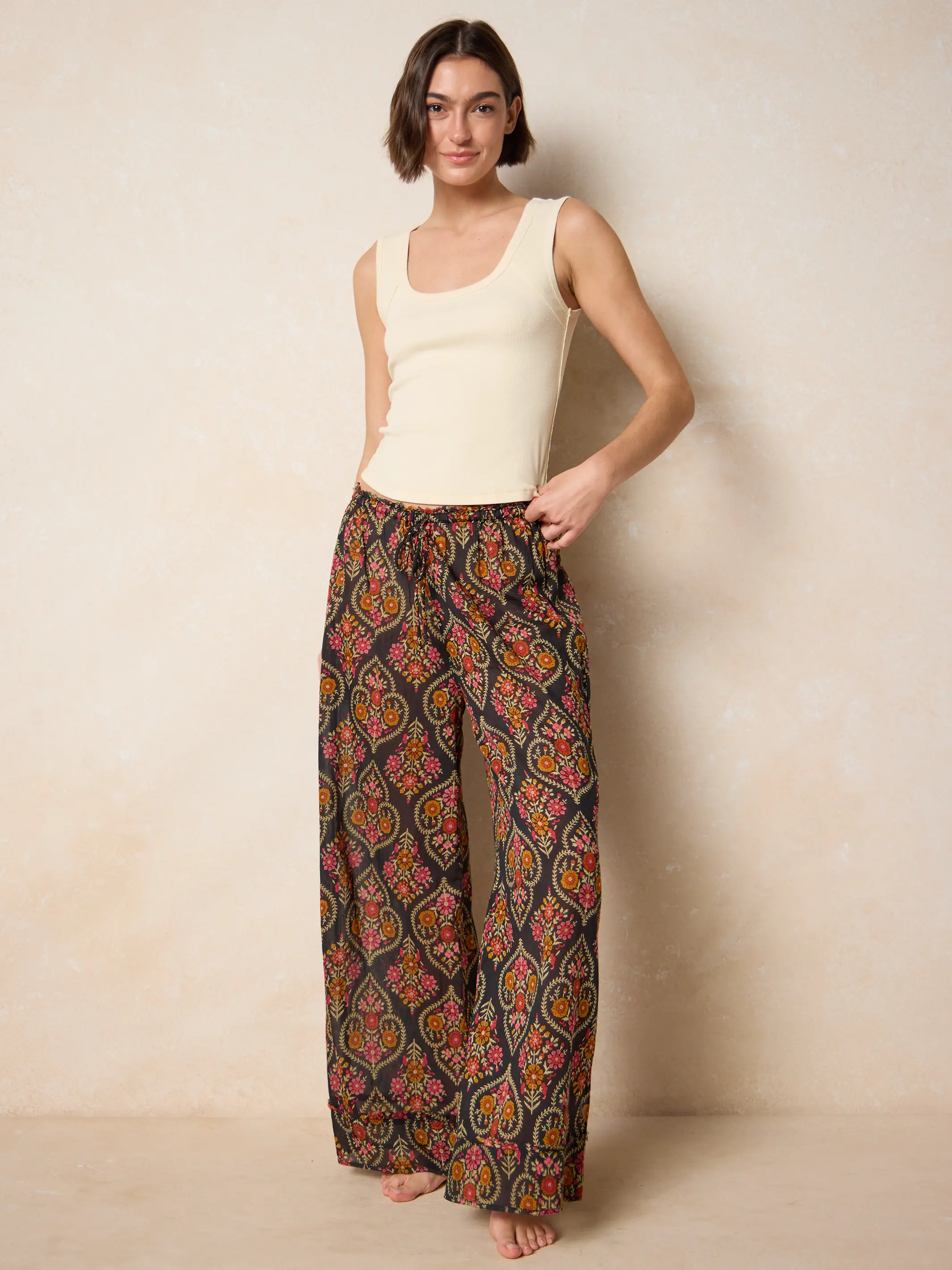 Dreamy Cotton Pajama Set - Charcoal Willow Medallion - Image 6