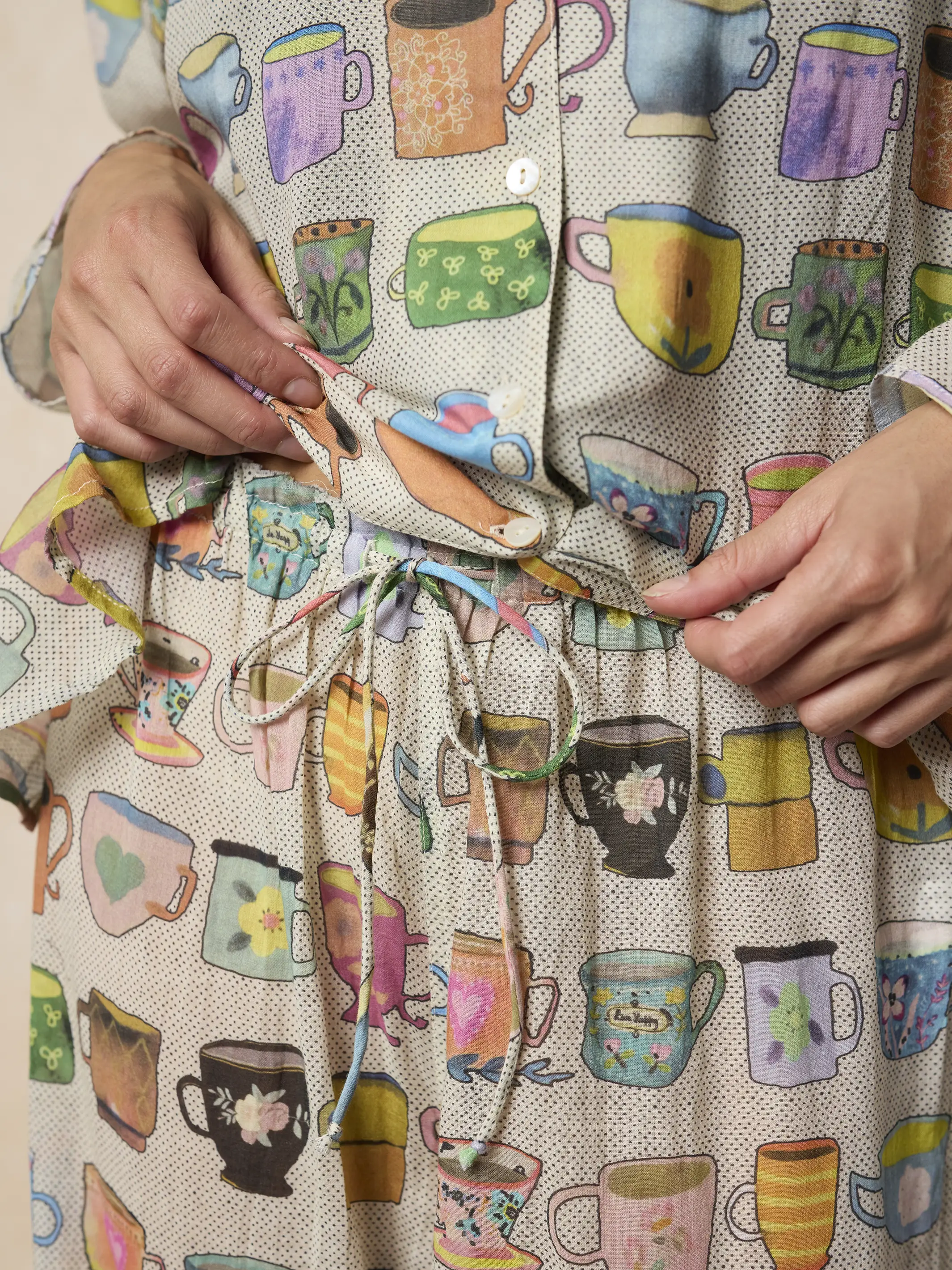 Dreamy Cotton Pajama Set - Coffee Cups - Image 2