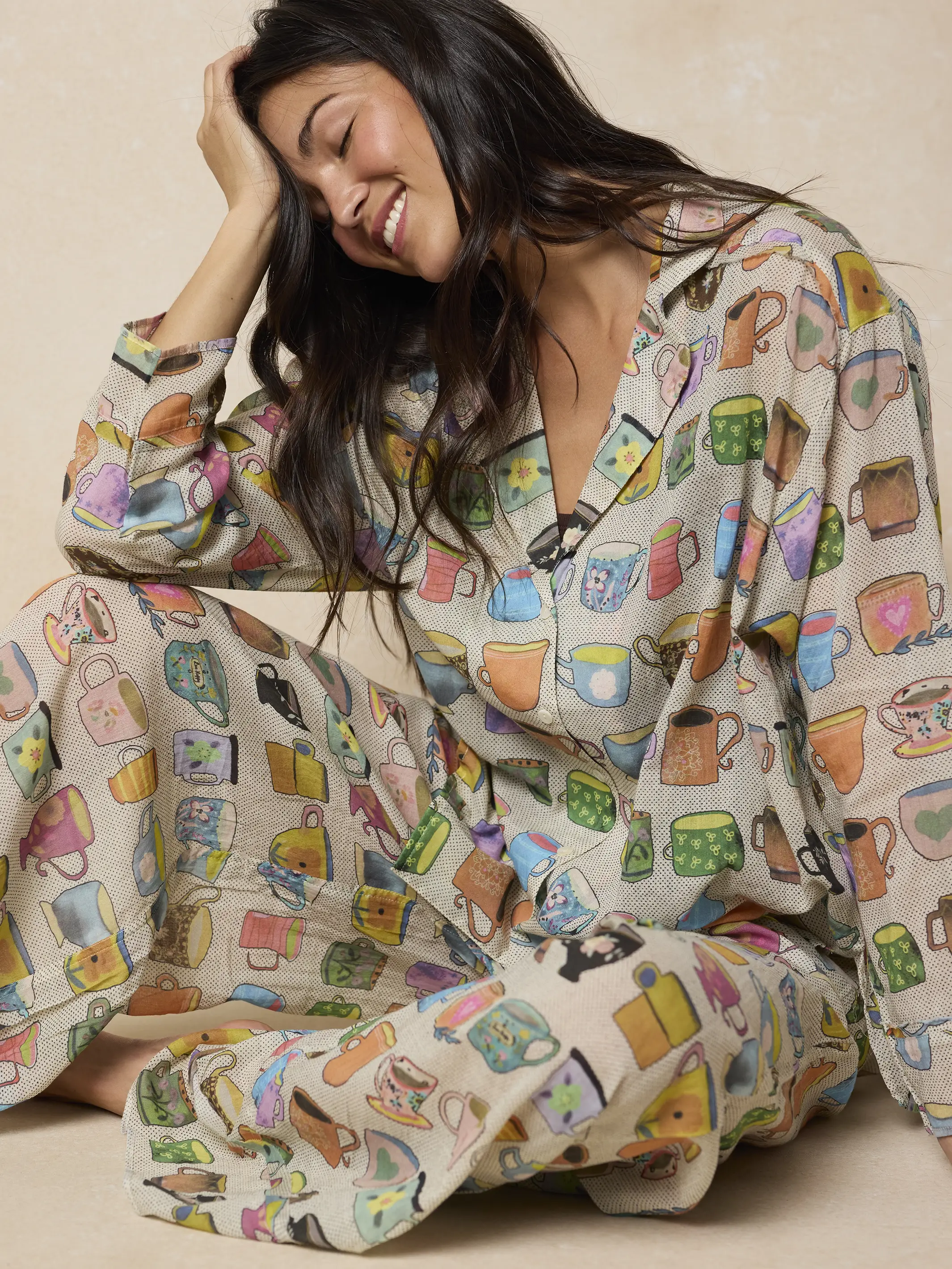 Dreamy Cotton Pajama Set - Coffee Cups - Image 3