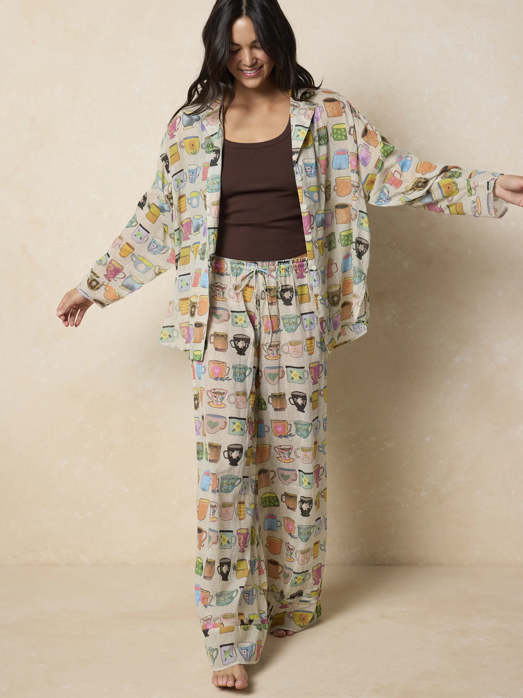 Dreamy Cotton Pajama Set - Coffee Cups - Image 4