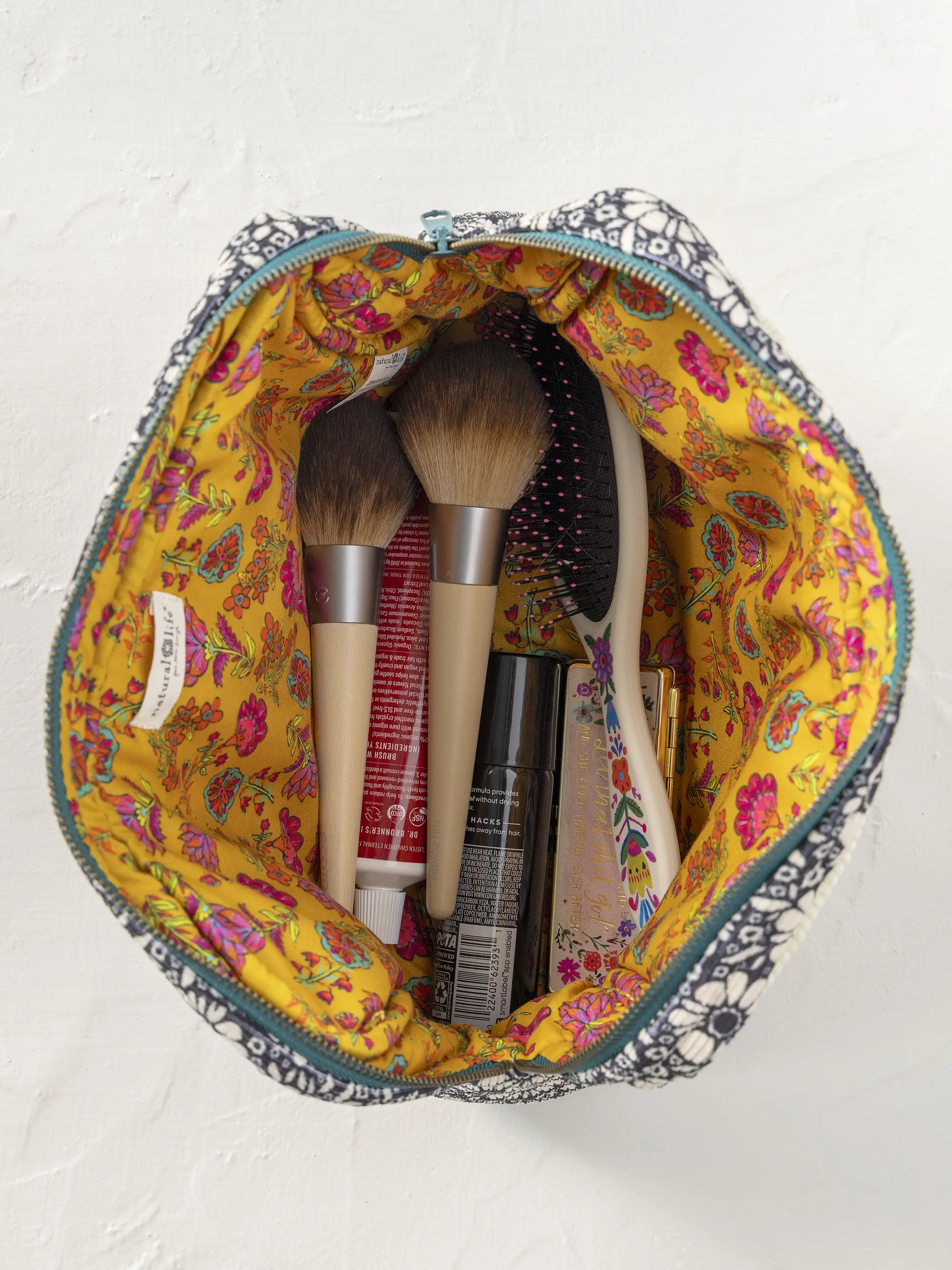 Embroidered Corduroy Cosmetic Pouch - Love - Image 3
