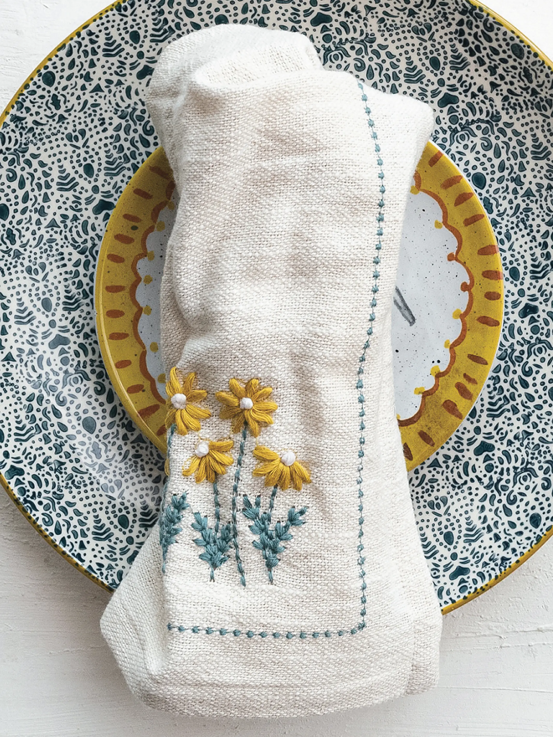 Embroidered Cotton Napkins, Set of 4 - Image 3