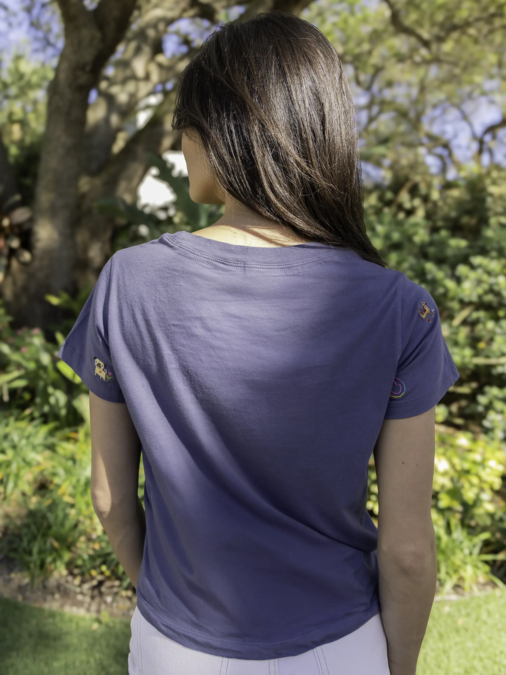 Fave Little Things Embroidered Tee - Indigo Doodle - Image 3