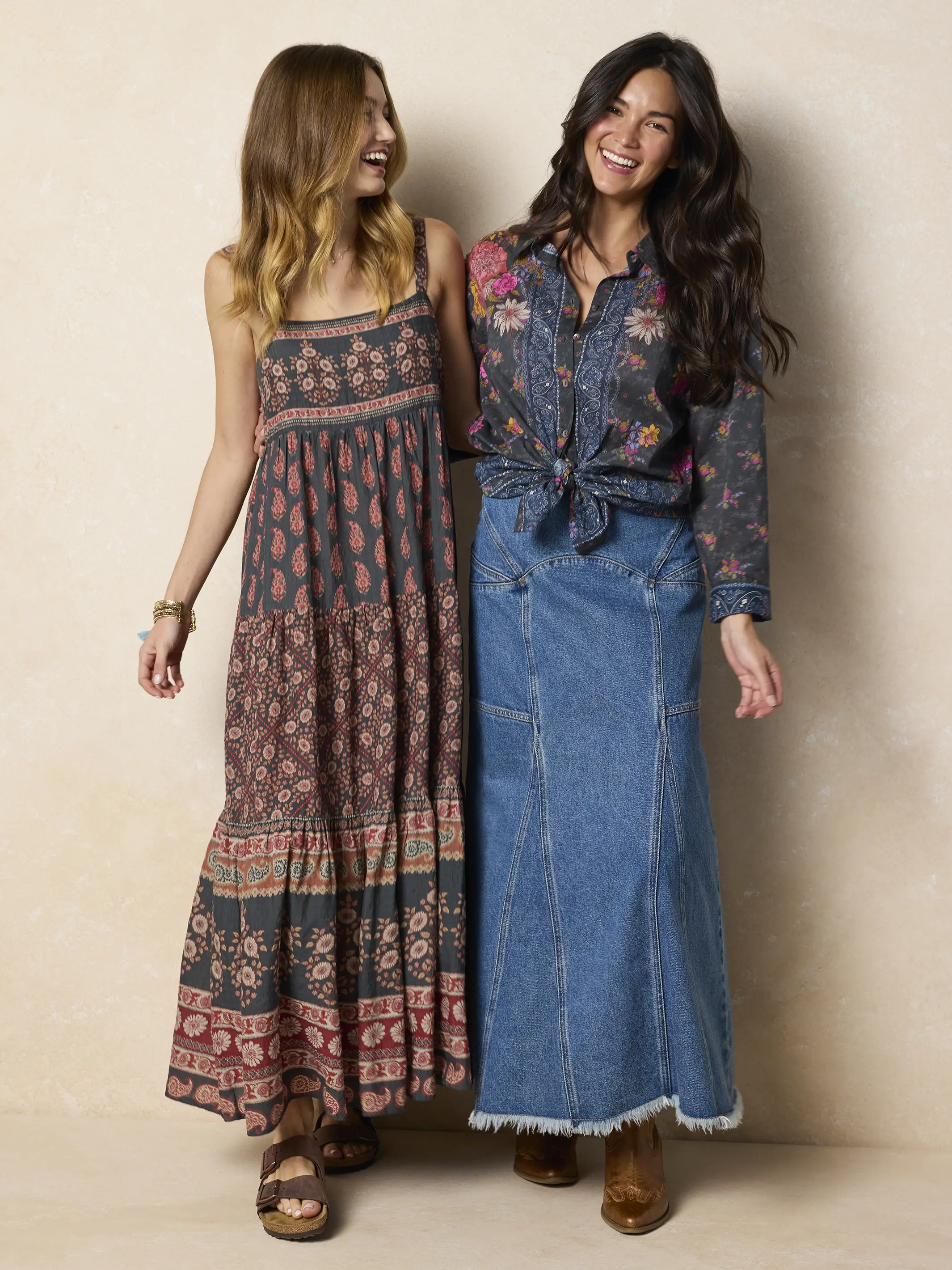 Fitted Cotton Denim Maxi Skirt - Medium Wash - Image 2