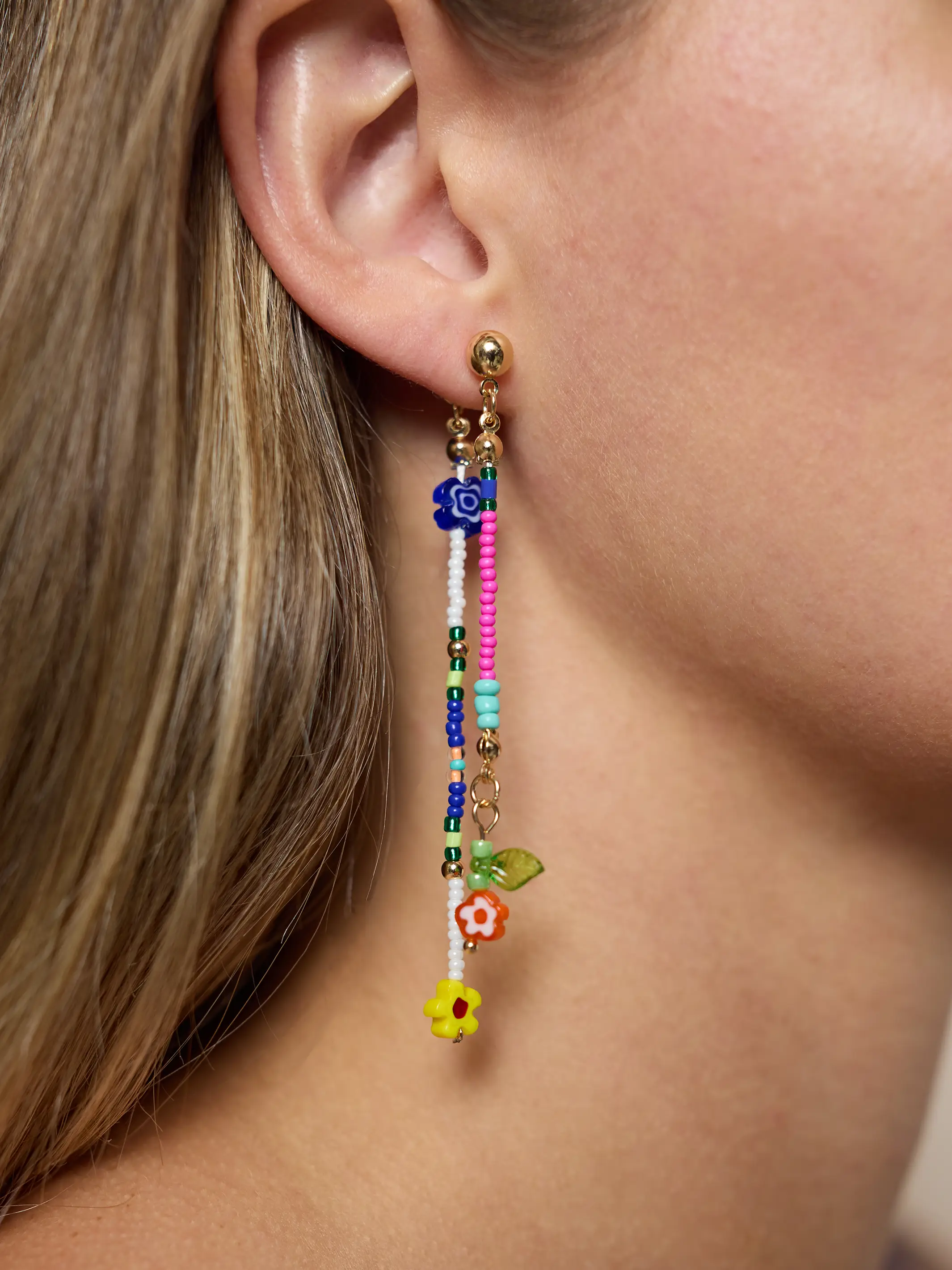 Flora Beaded Drop Earrings - Image 2