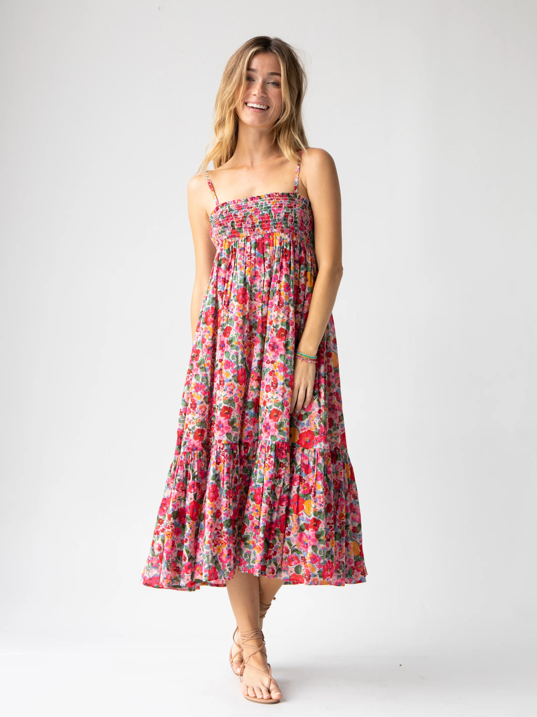 Flora Convertible Cotton Maxi Skirt - Bright Pink Floral - Image 6