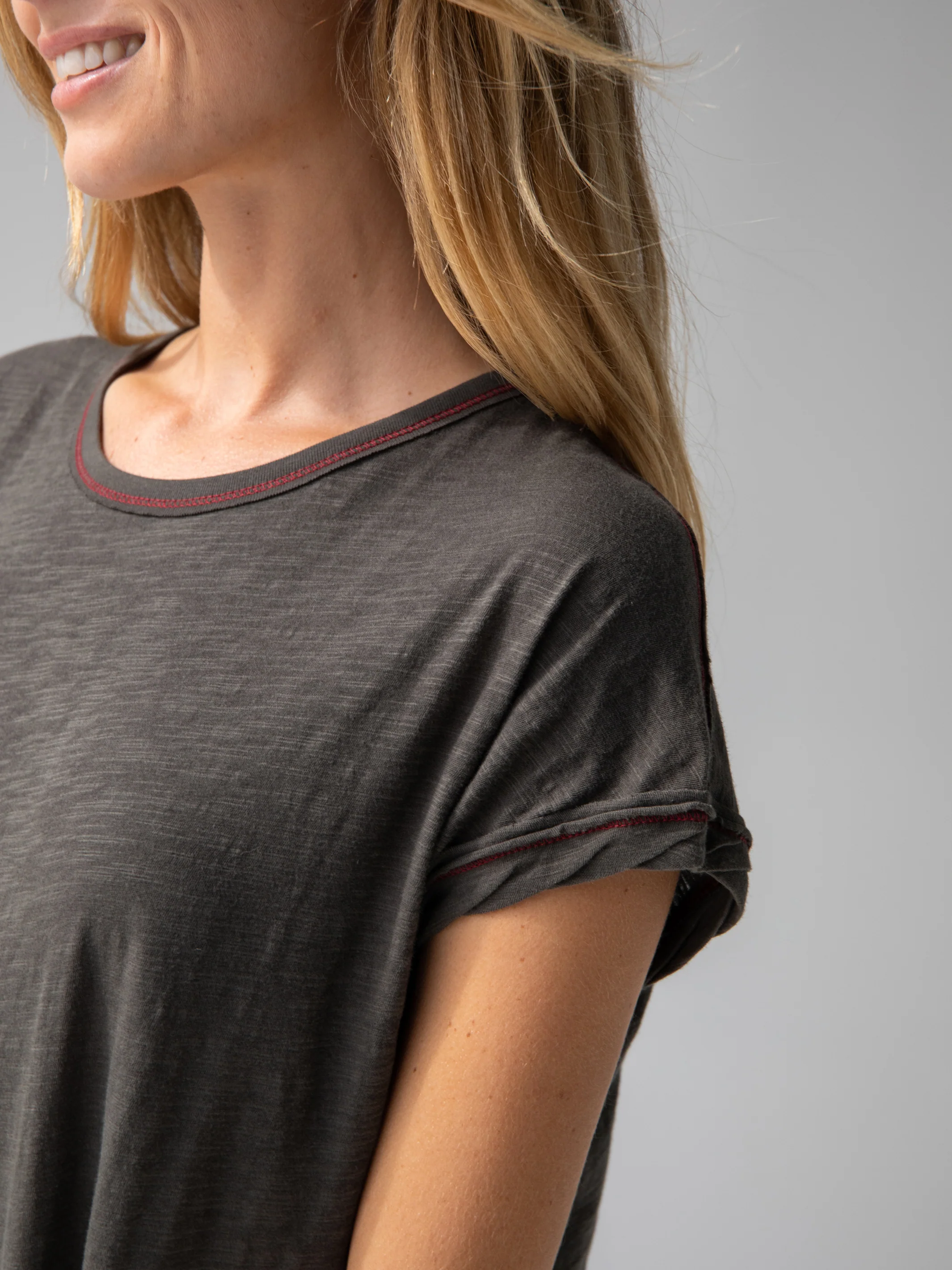Frankie Knit Cotton Tee Midi Dress - Charcoal - Image 3