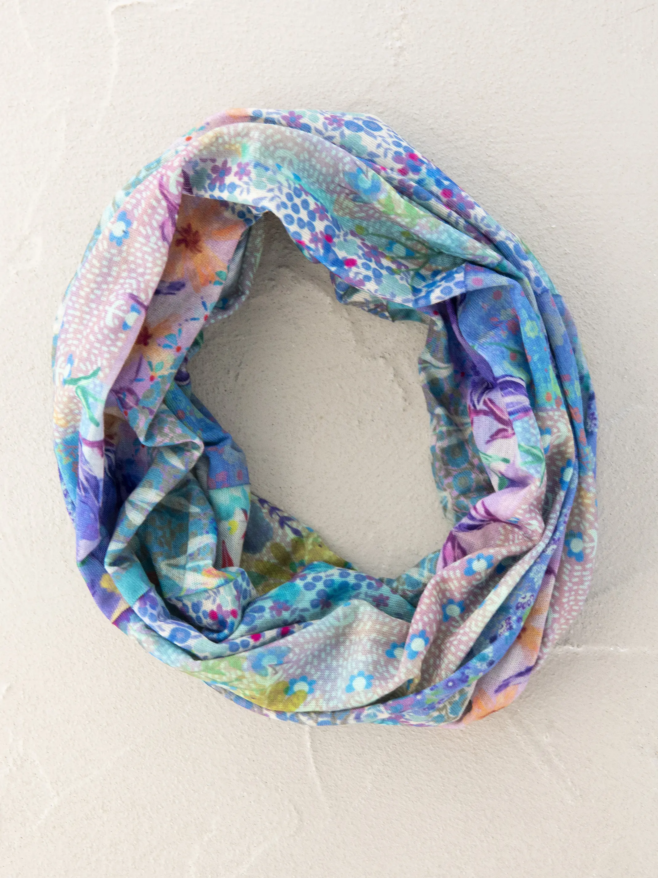 Full Boho Bandeau® Headband - Blue Watercolor Patchwork - Image 4