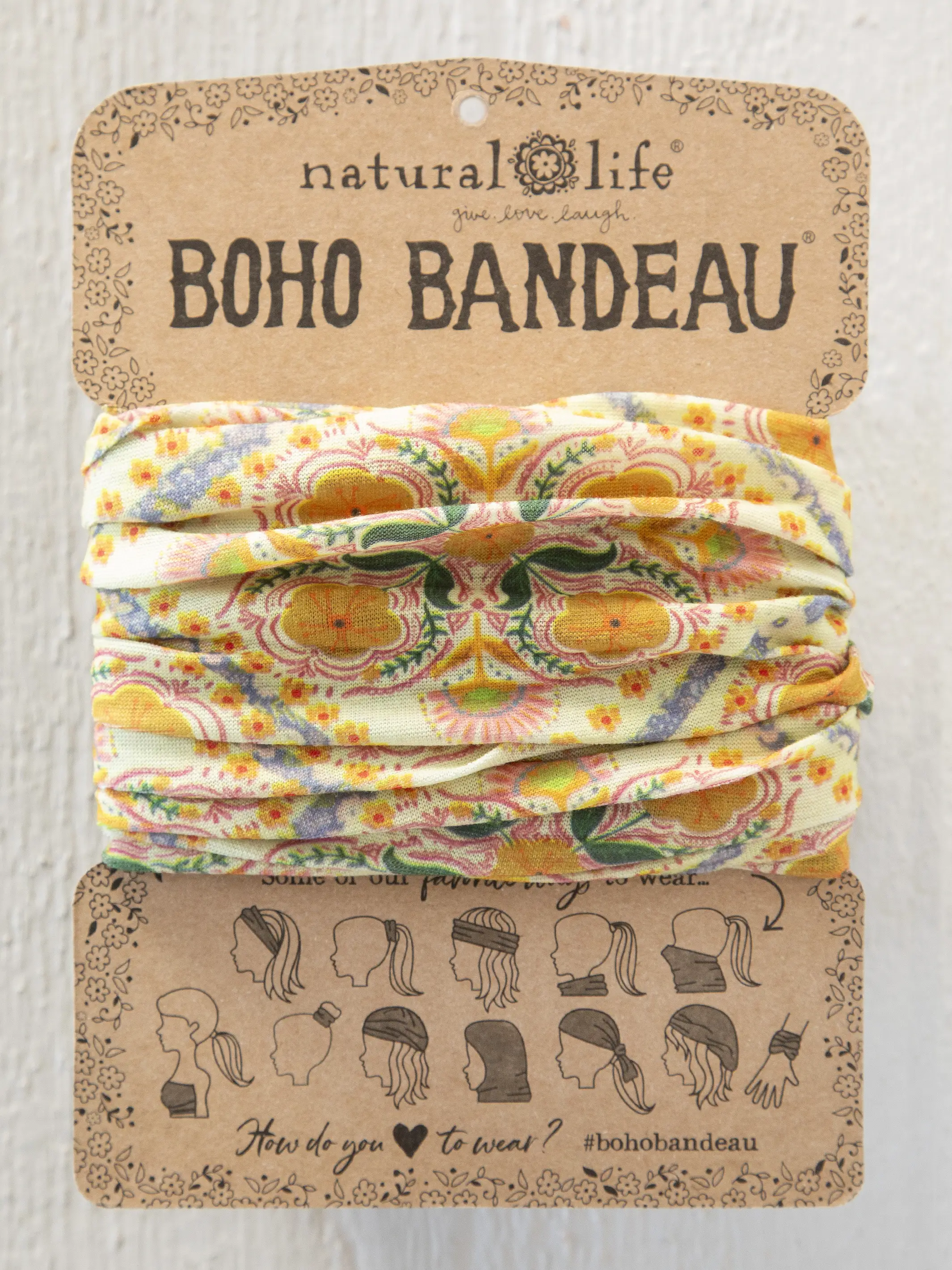 Full Boho Bandeau® Headband - Diamond Block Cream - Image 2