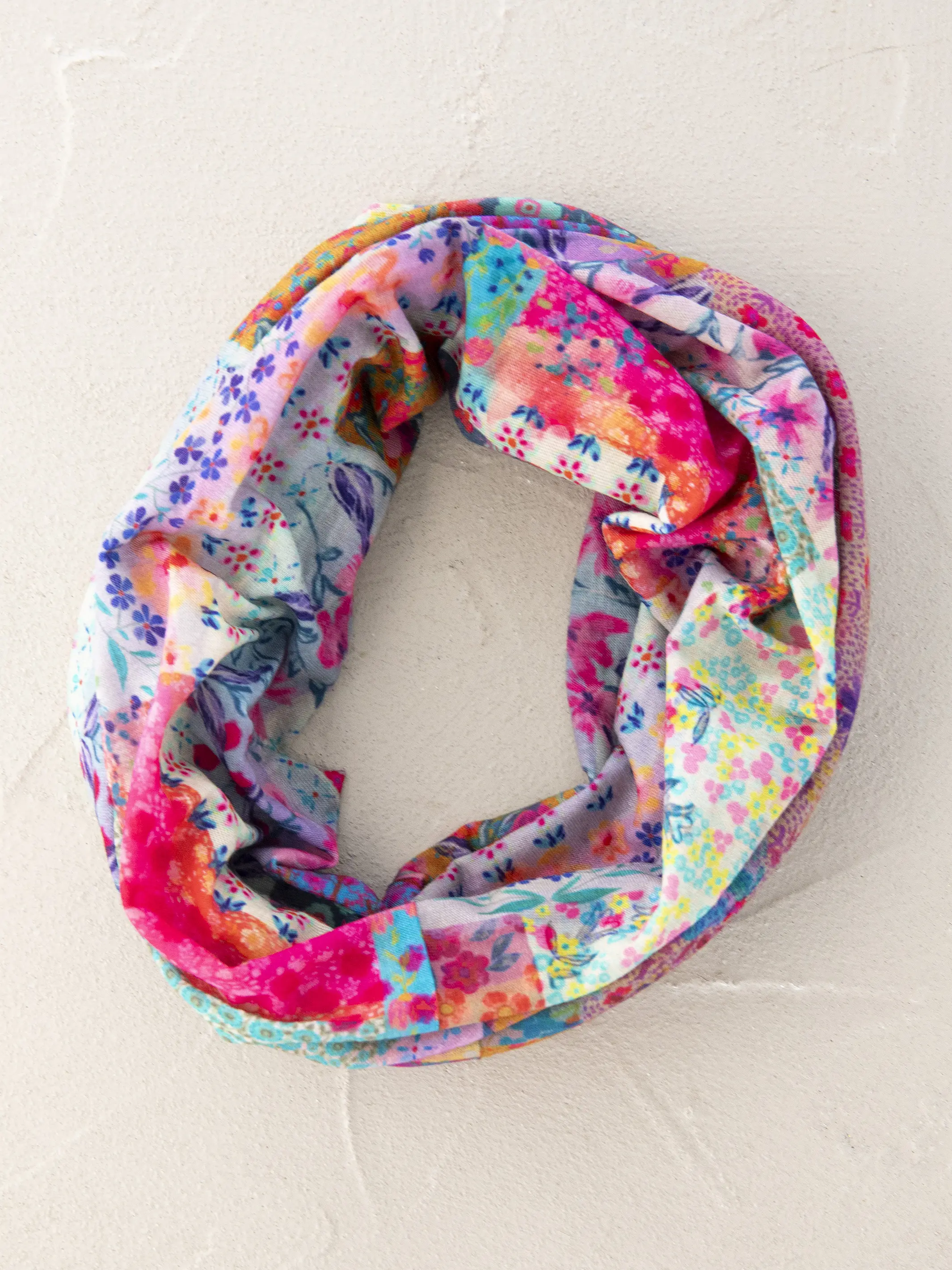 Full Boho Bandeau® Headband - Pink Watercolor Patchwork - Image 4