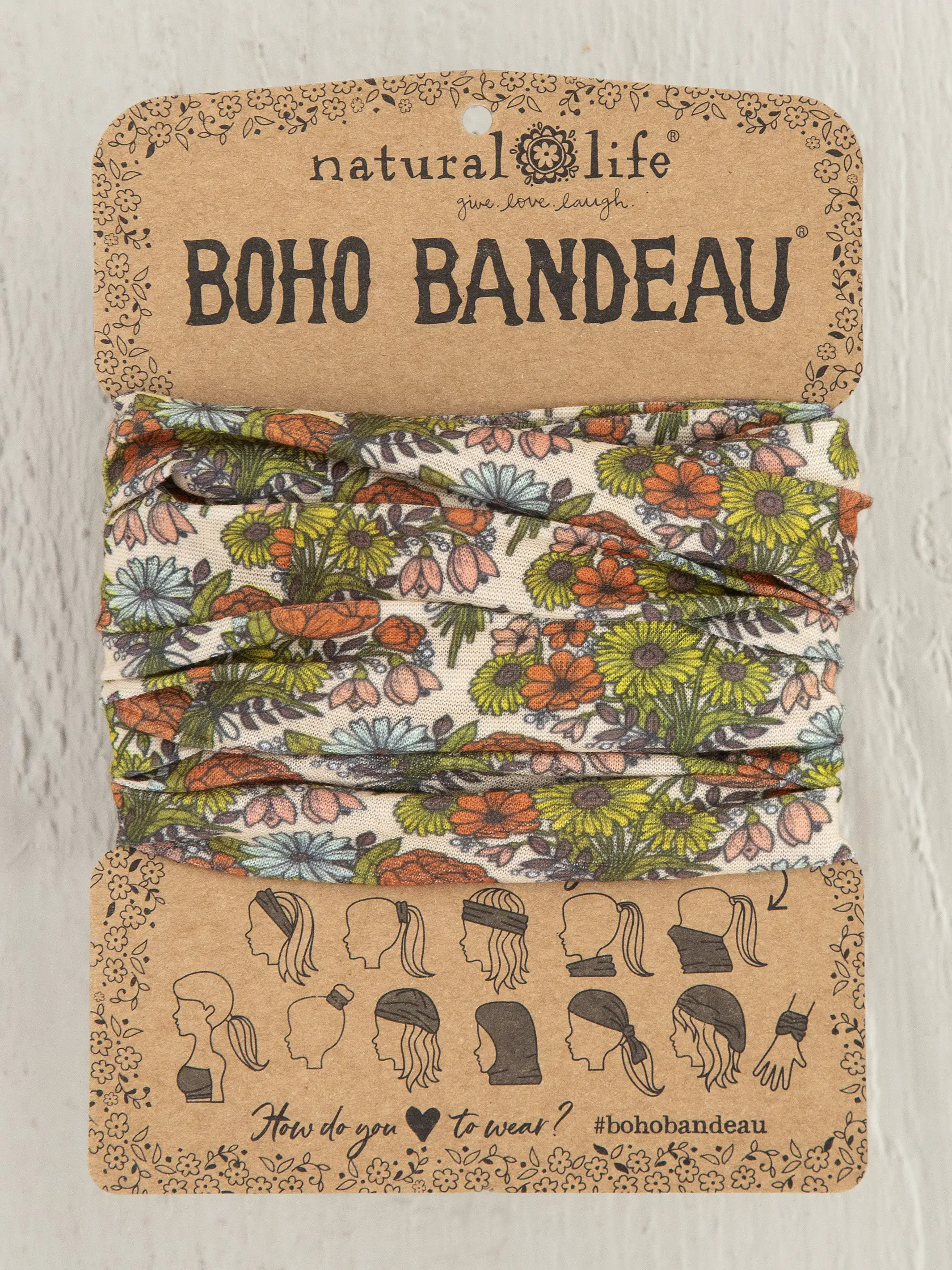 Full Boho Bandeau® Headband - Retro Daisies Cream - Image 2