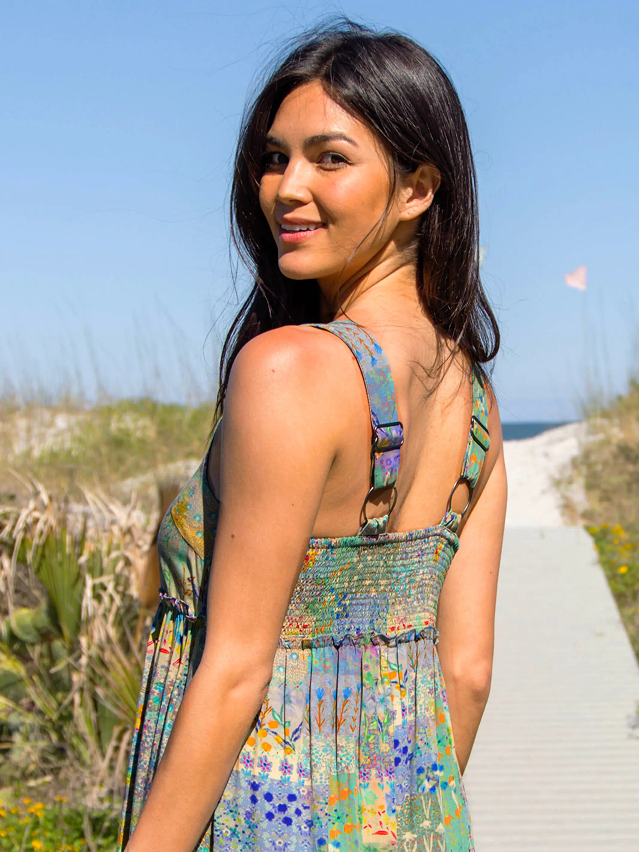 Gabi Jumpsuit - Blue Watercolor Patchwork - Image 2