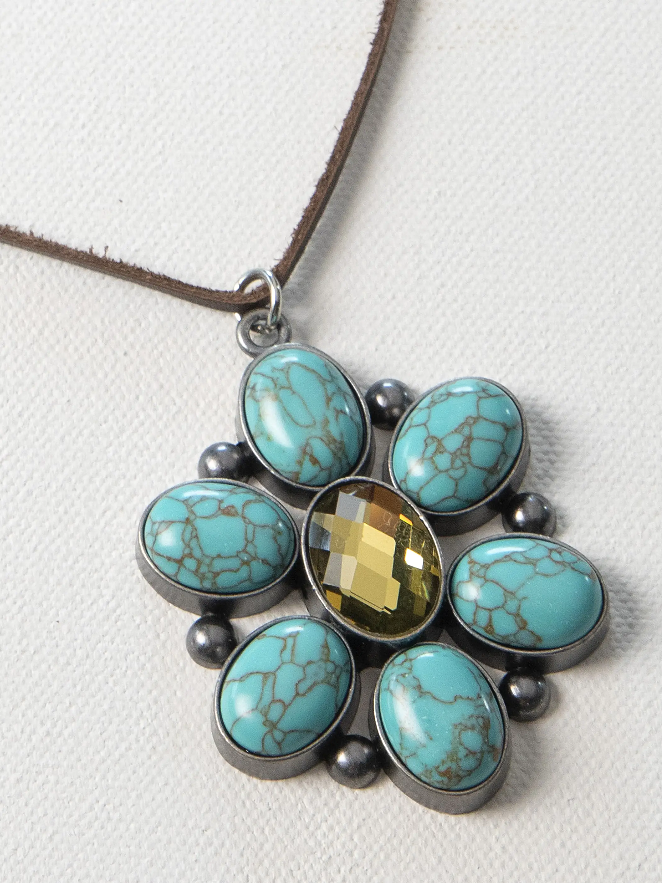 Gemstone Pendant Necklace - Turquoise - Image 3