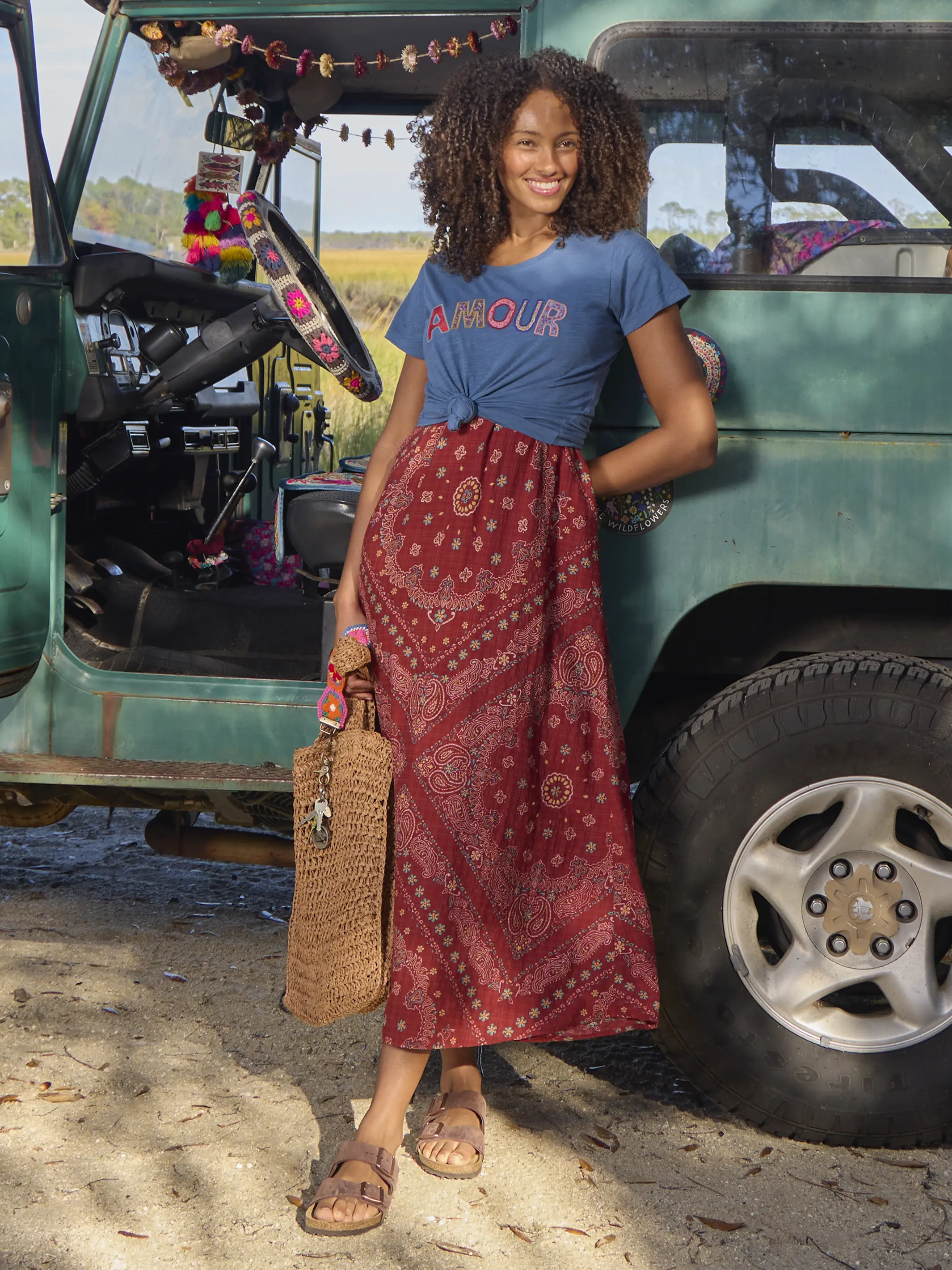Gracie Slip Maxi Dress - Brick Red Bandana - Image 2
