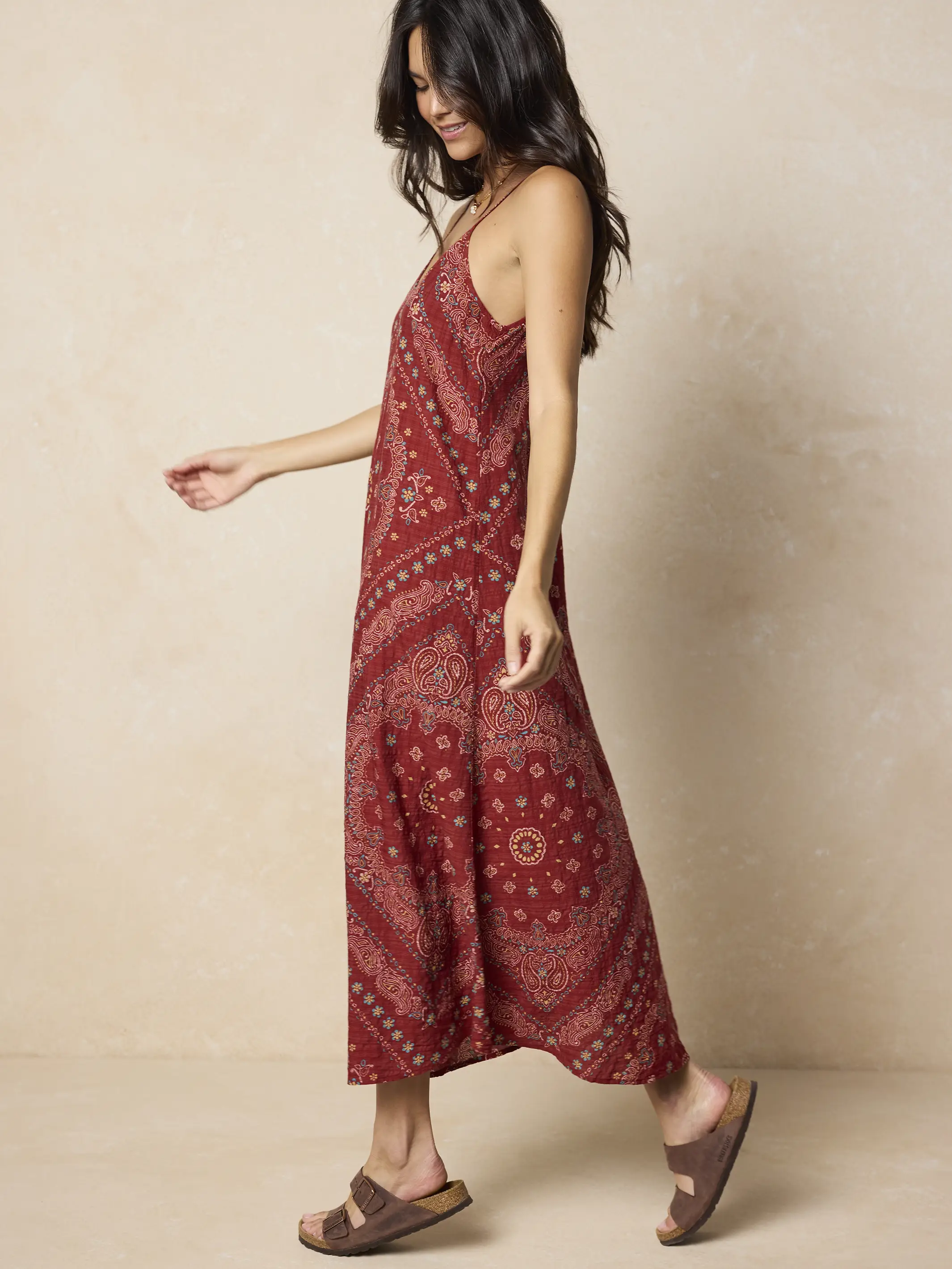 Gracie Slip Maxi Dress - Brick Red Bandana - Image 3