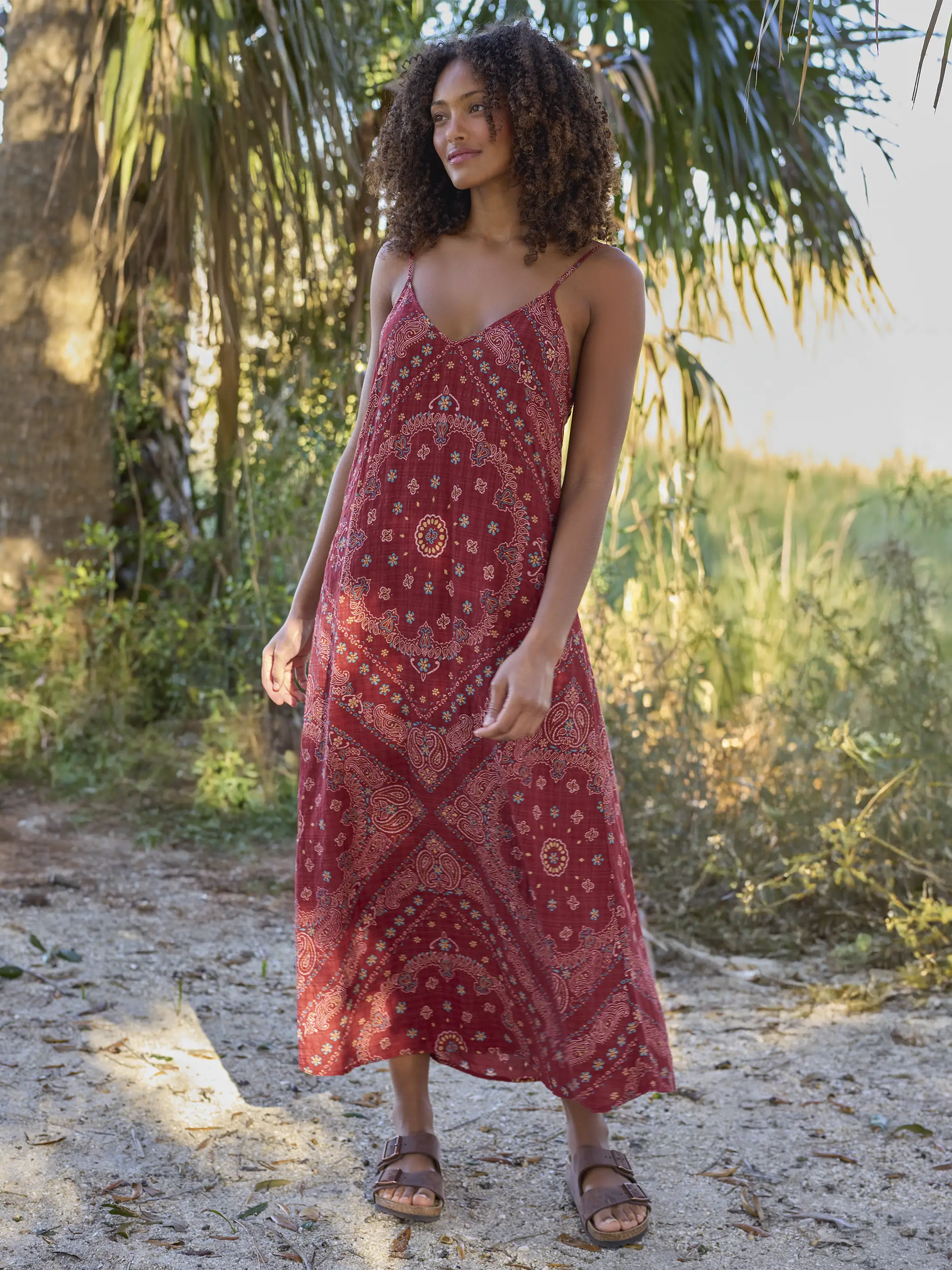 Gracie Slip Maxi Dress - Brick Red Bandana - Image 4