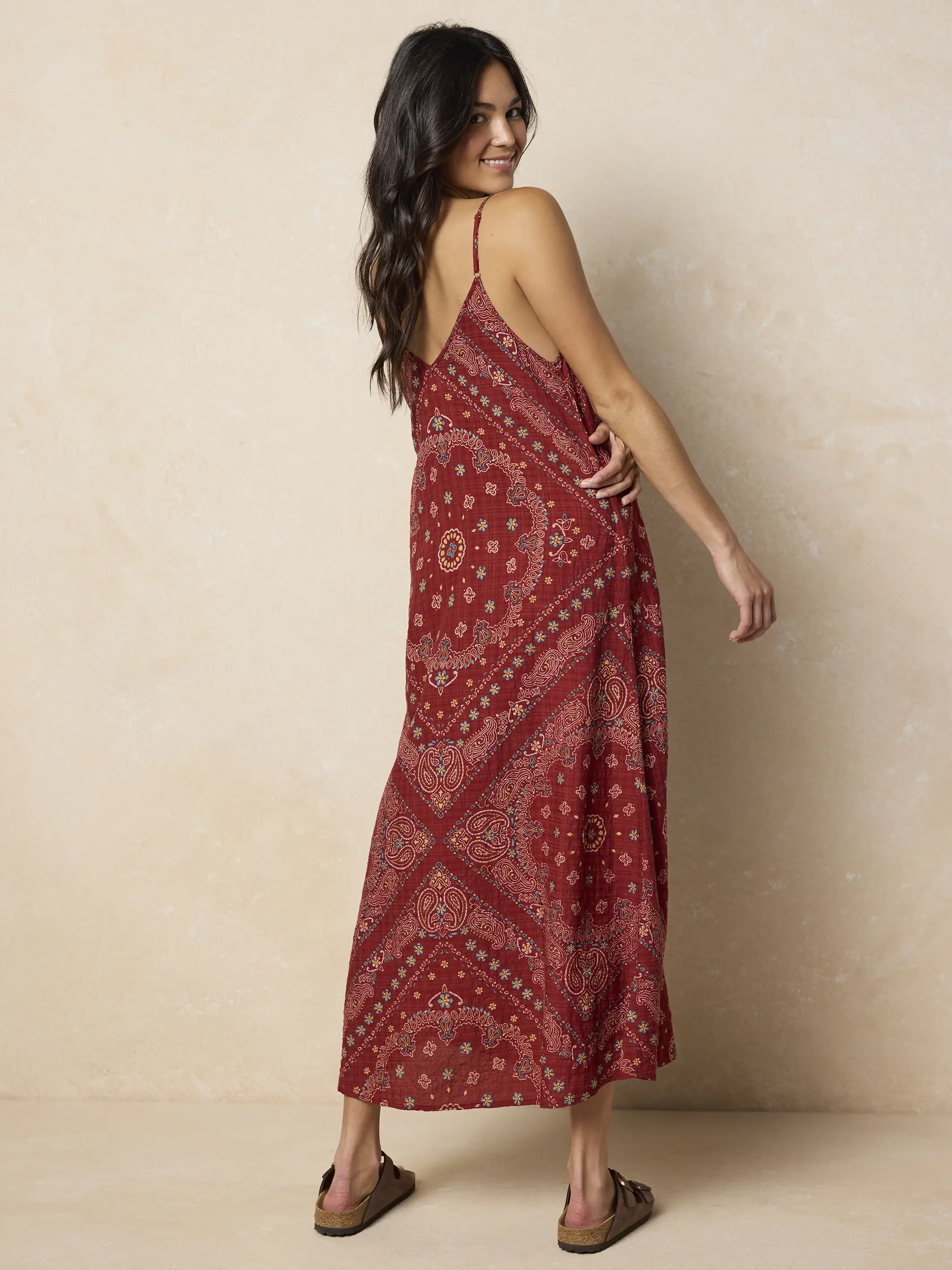 Gracie Slip Maxi Dress - Brick Red Bandana - Image 6