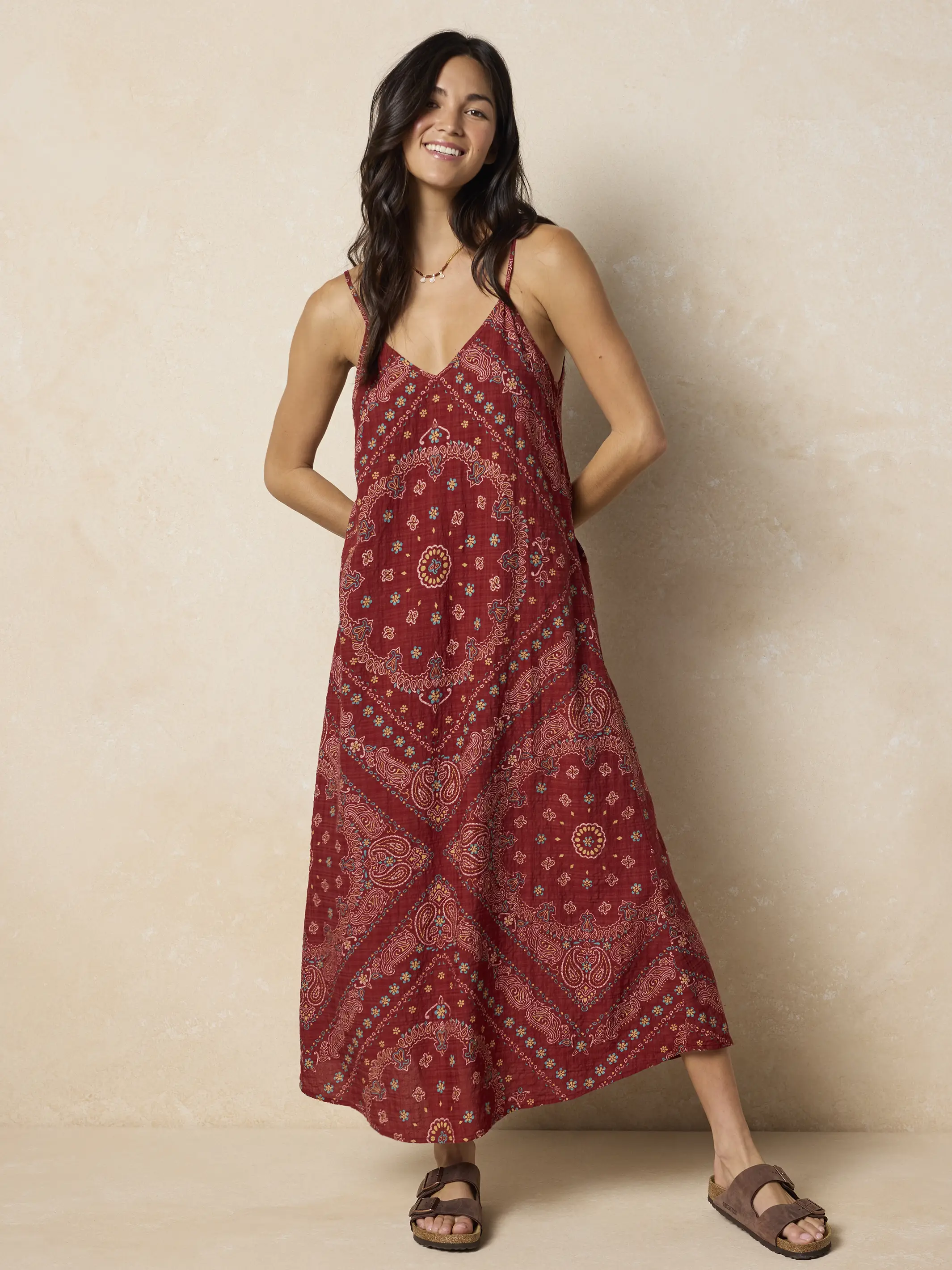 Gracie Slip Maxi Dress - Brick Red Bandana - Image 7