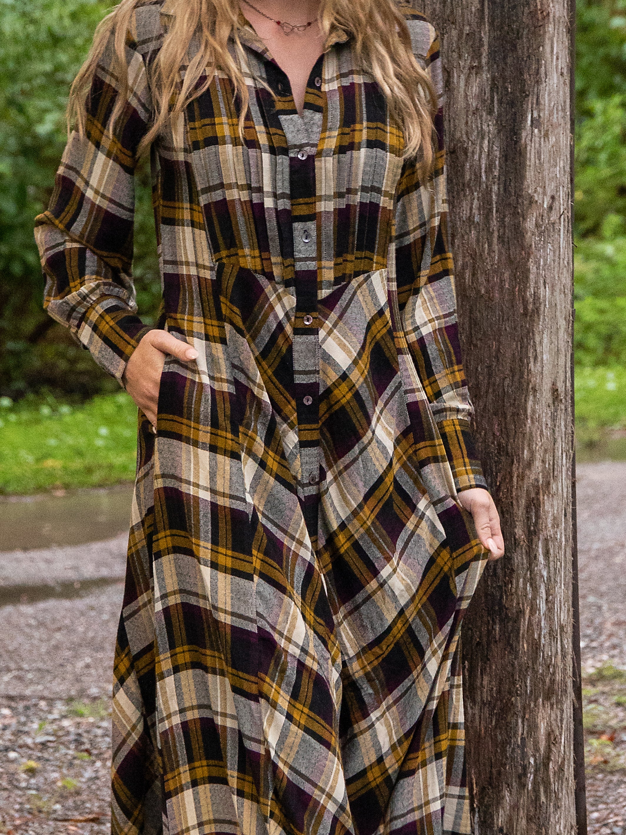 Hailee Maxi Dress - Black Tan Plaid - Image 2