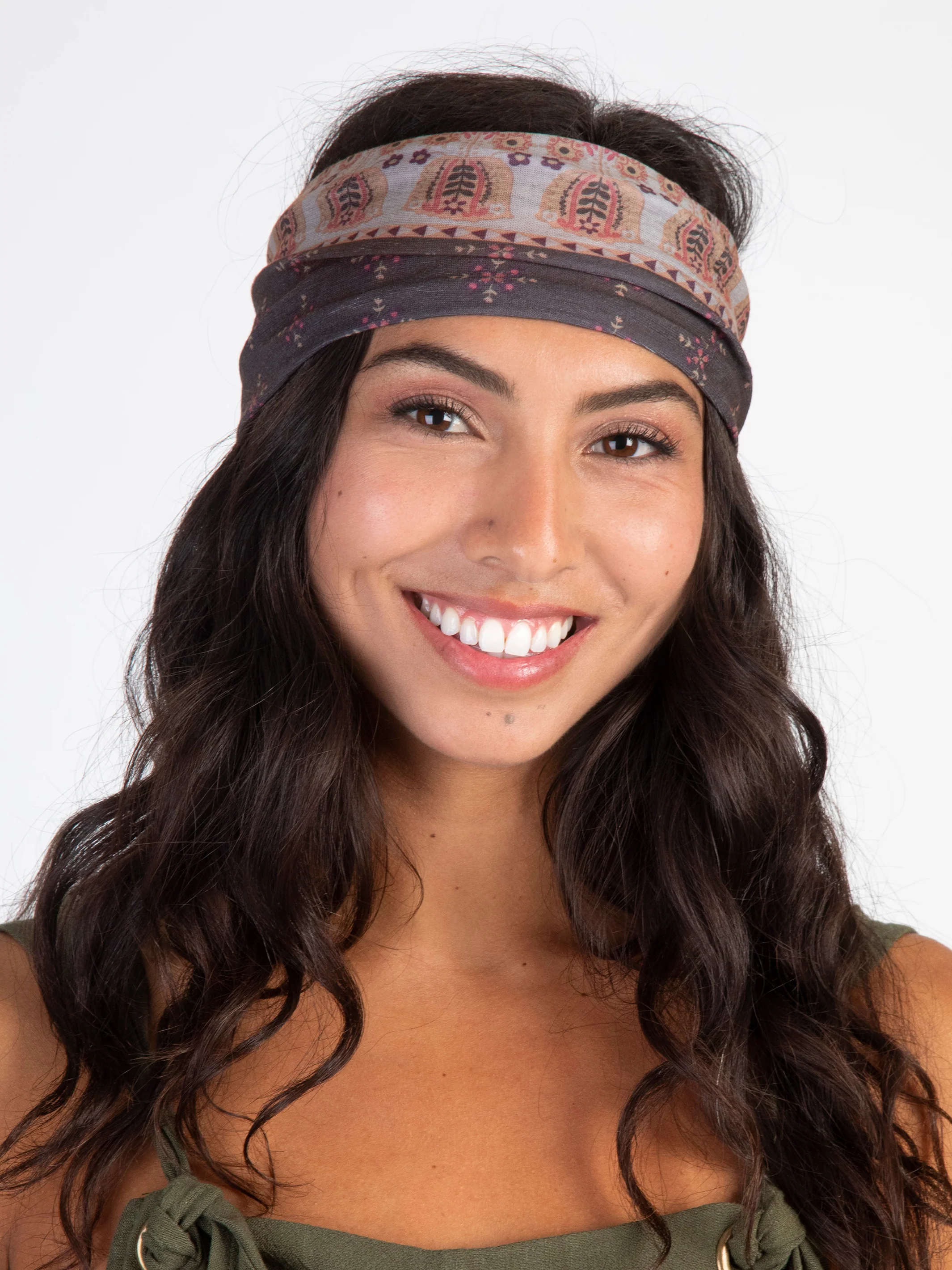 Half Boho Bandeau® Headband - Mocha Tulips - Image 3
