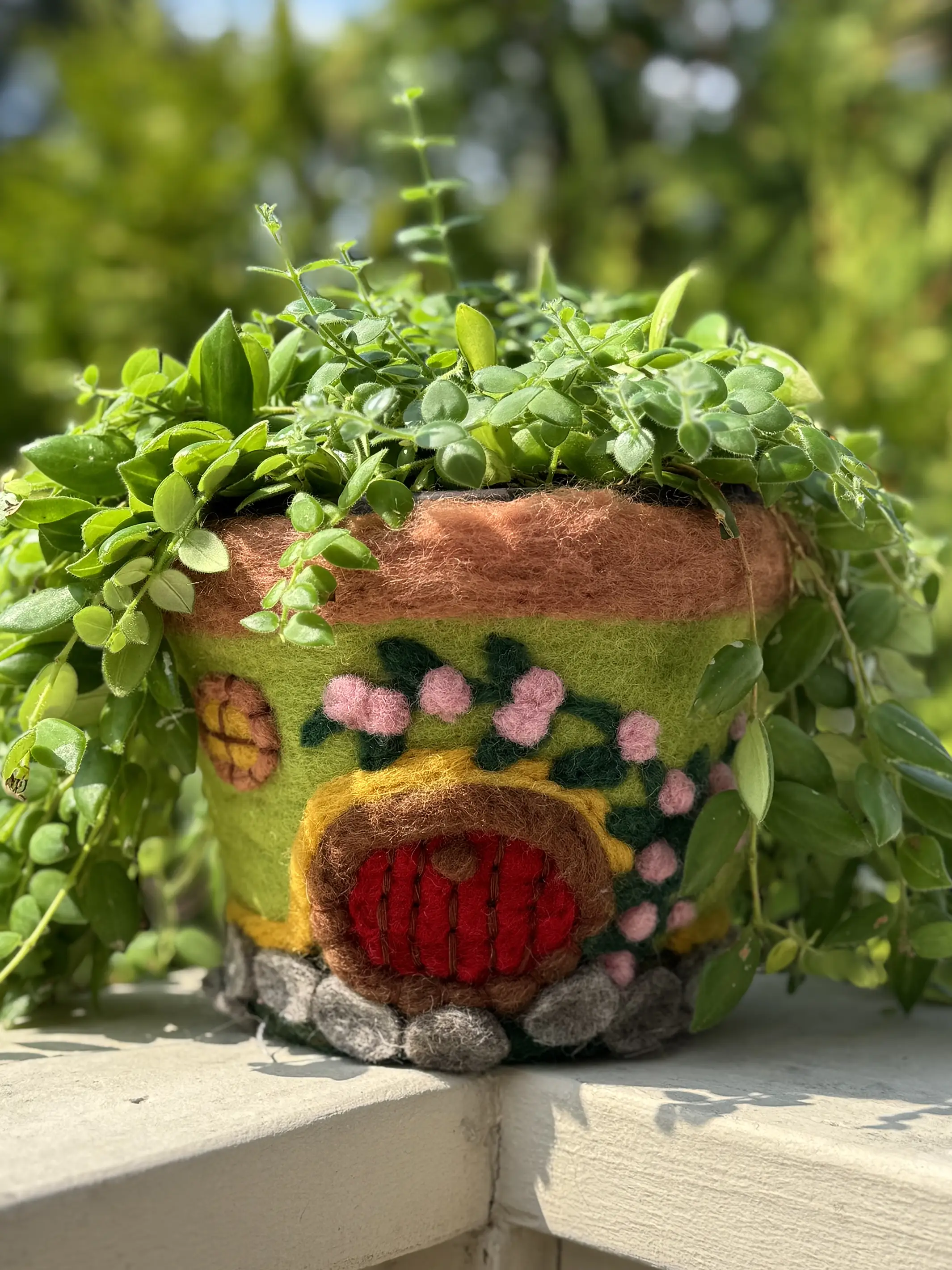 Hand Felted Wool Planter - Forest House - Image 2